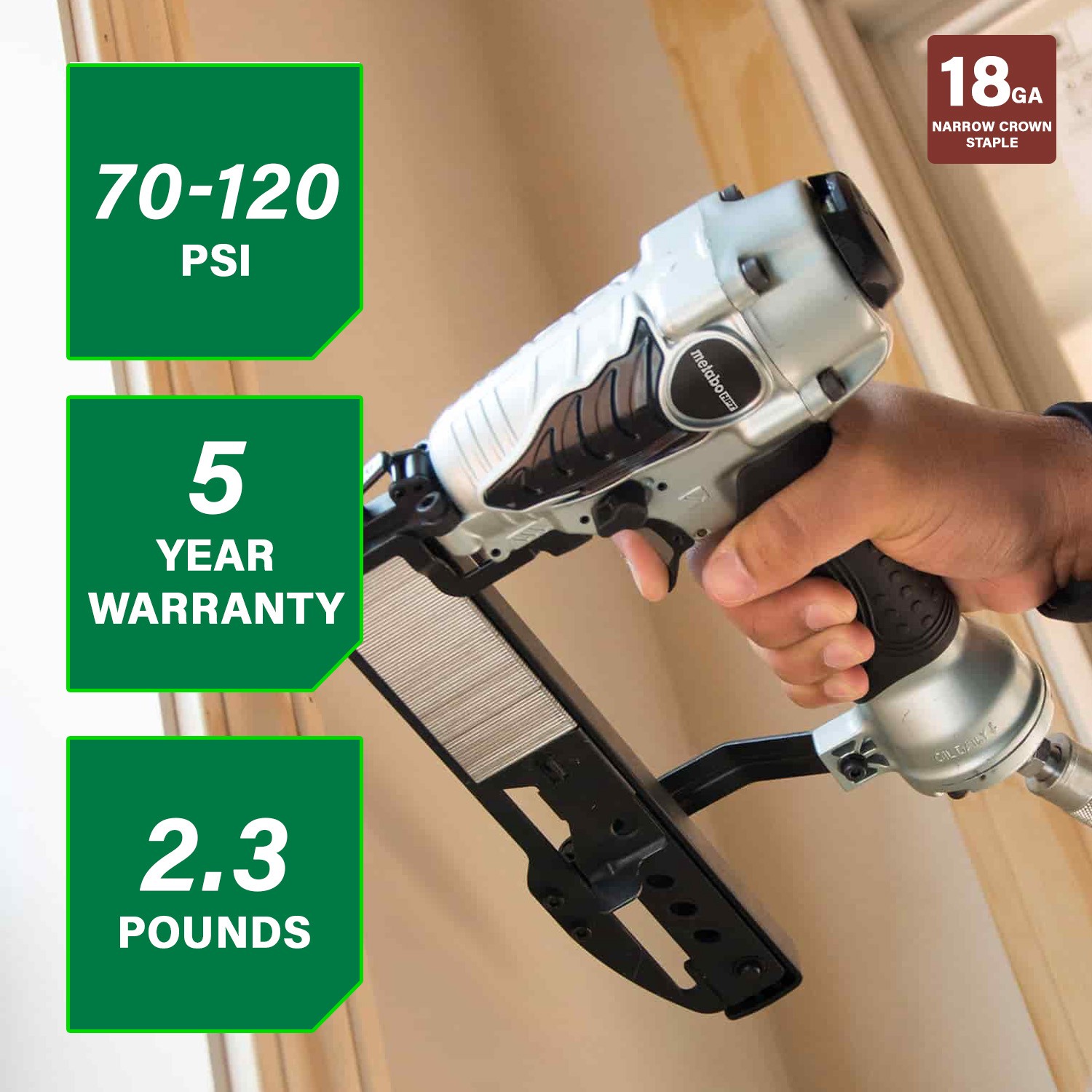 slide 2 of 6, Metabo HPT 18 -Gauge 1/4-in Narrow crown Finish Pneumatic Stapler, 1 ct