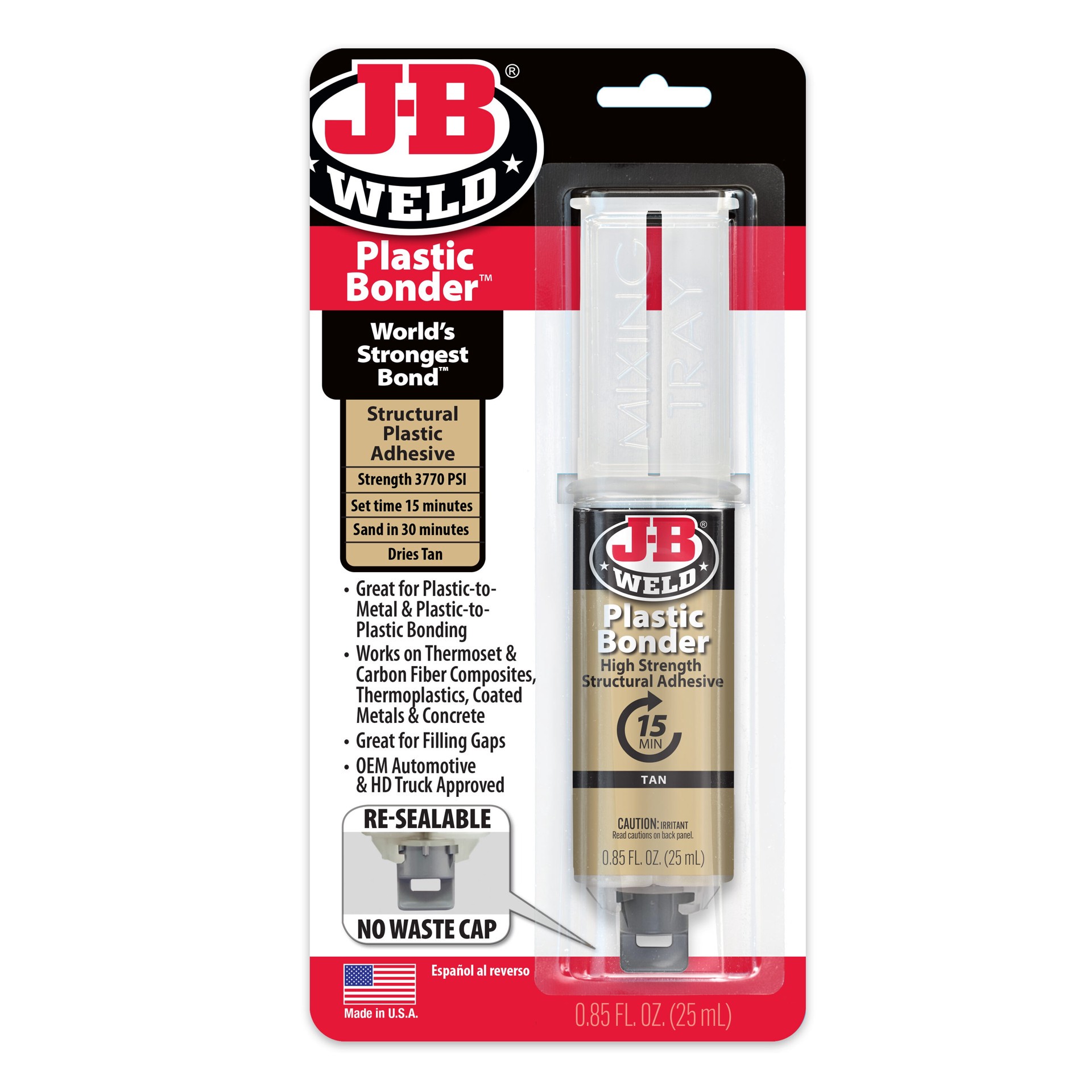 slide 1 of 6, J-B WELD Plastic Bonder Brown Epoxy Adhesive, 1 ct