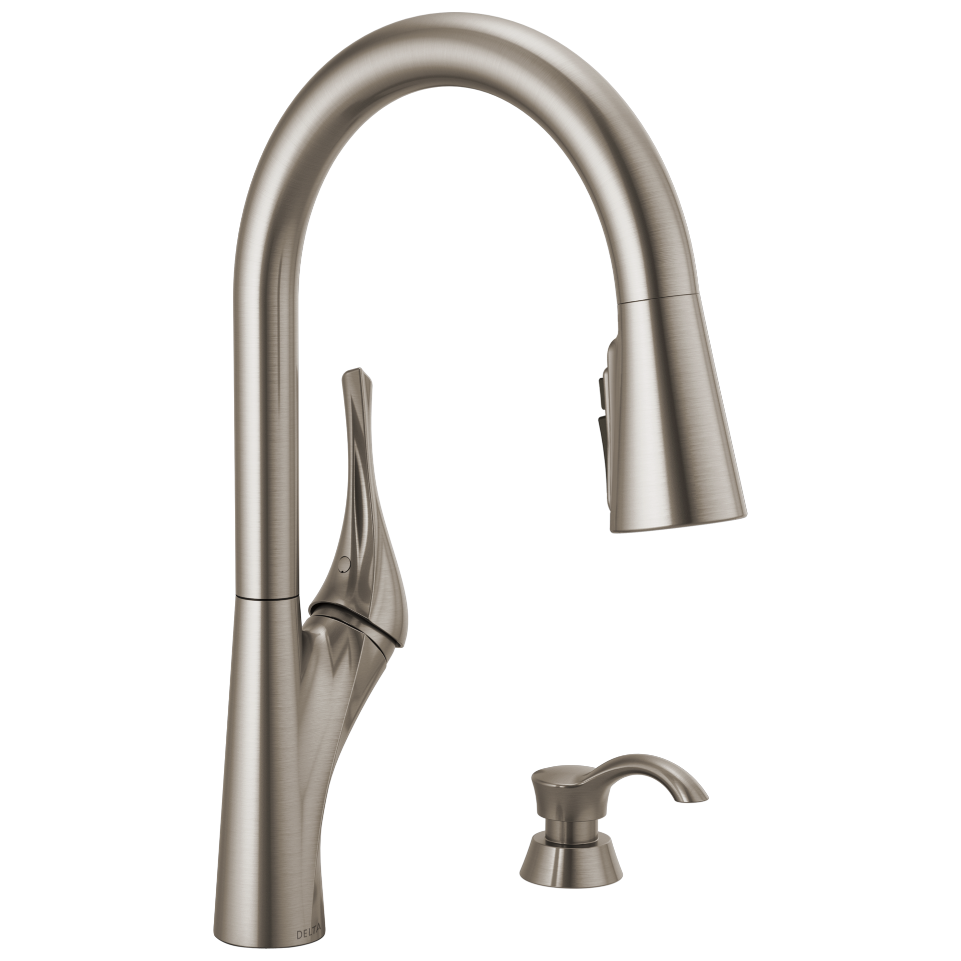 slide 1 of 6, Delta Cason SpotShield Stainless Steel Single Handle Deck-mount Pull-down Kitchen Faucet with Sprayer (Includes Deck Plate) (Includes Soap Dispenser), 1 ct