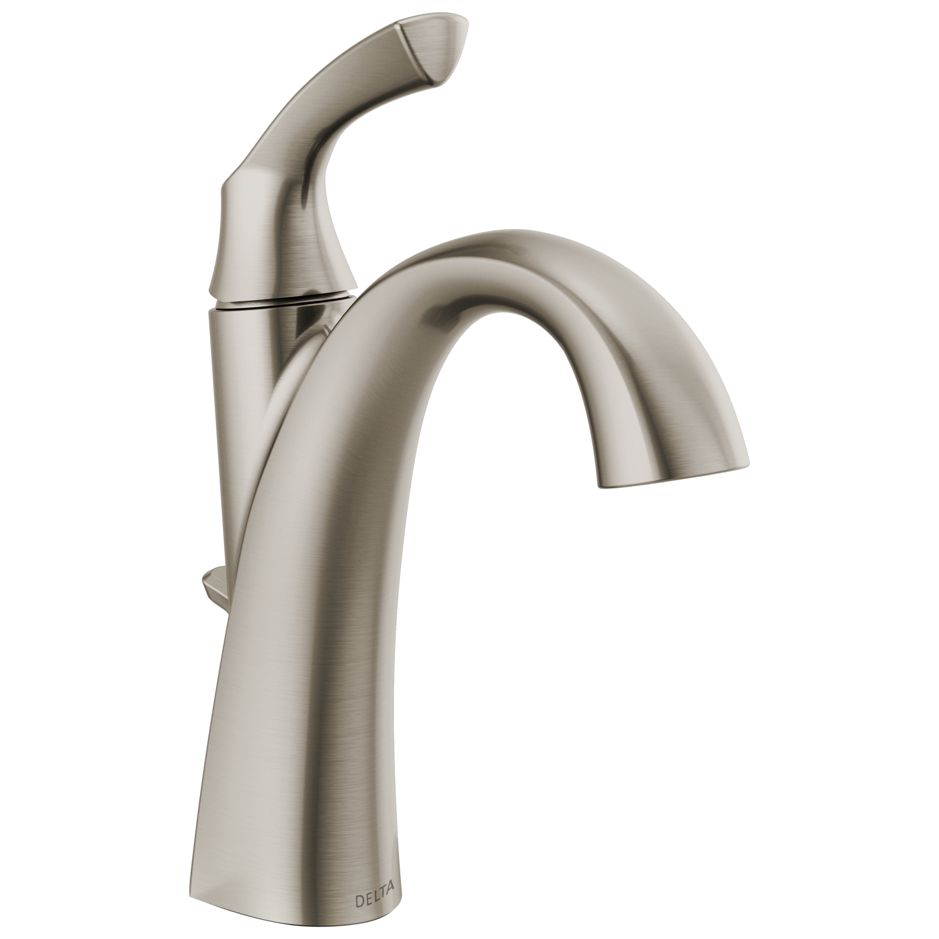 slide 1 of 6, Delta Sandover Spotshield Brushed Nickel Single hole 1-handle WaterSense Mid-arc Residential Handle Bathroom Sink Faucet with Drain with Deck Plate, 1 ct