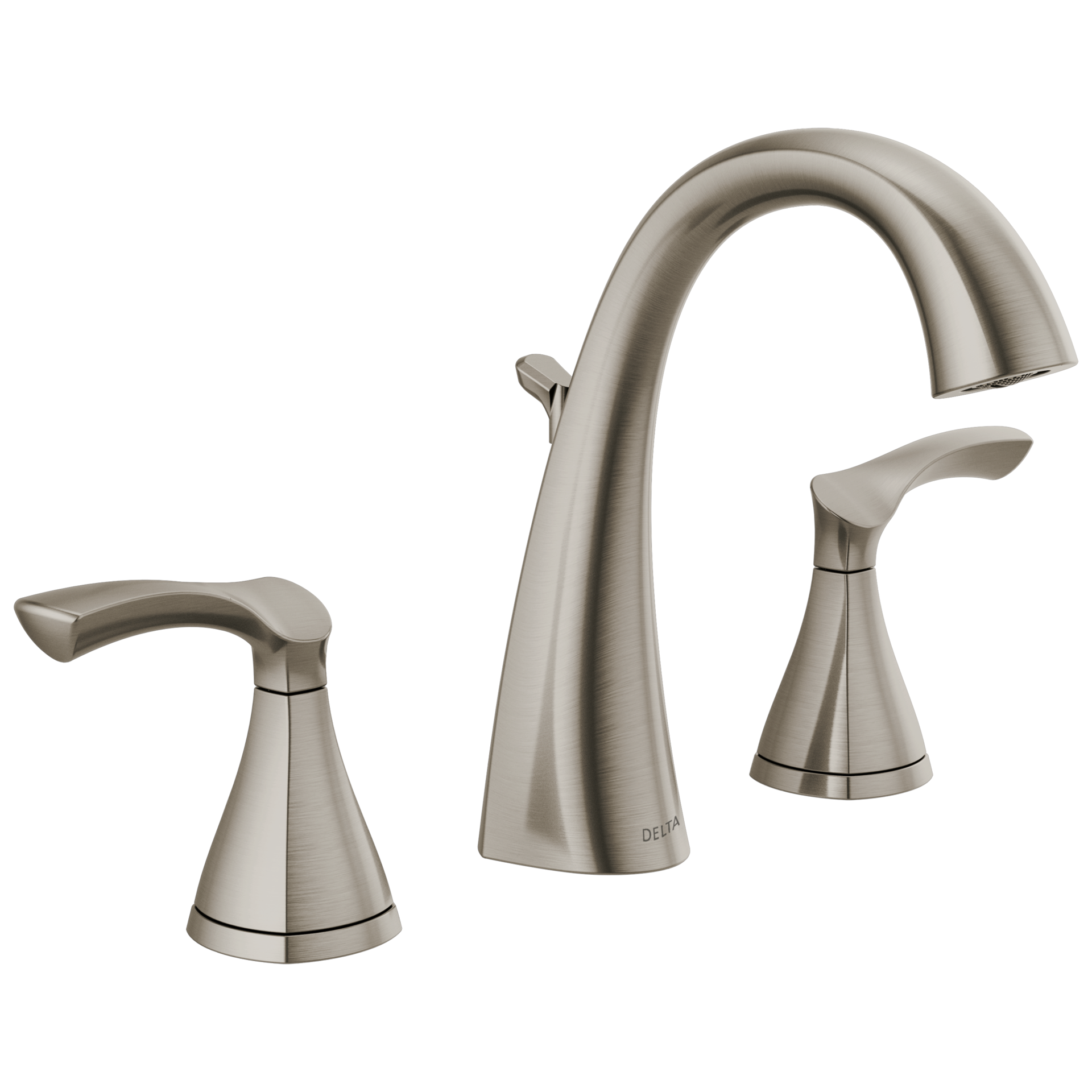 slide 2 of 6, Delta Sandover Spotshield Brushed Nickel Widespread 2-handle WaterSense Mid-arc Residential Handle Bathroom Sink Faucet with Drain, 1 ct