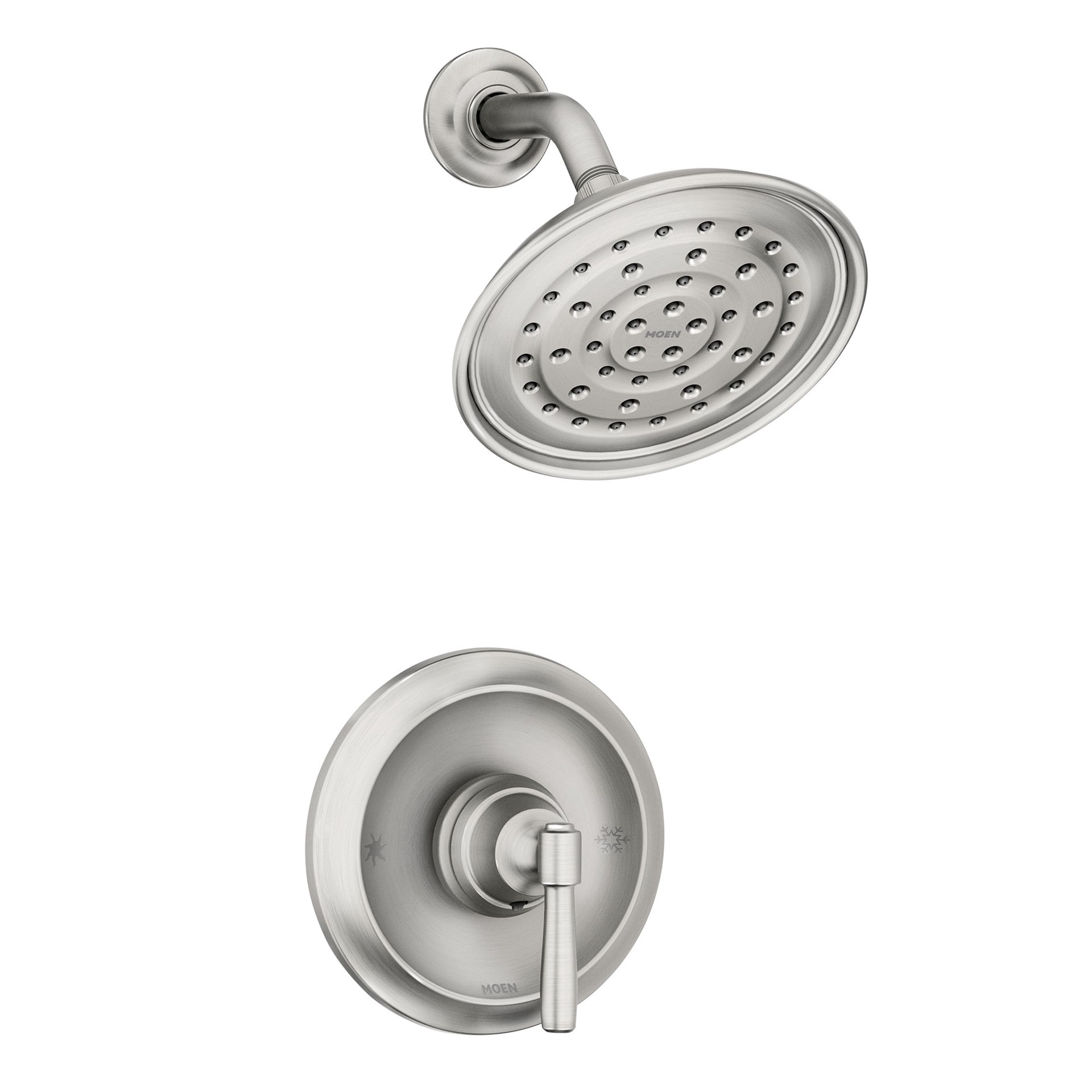 slide 1 of 6, Moen Halle Spot Resist Brushed Nickel 1-handle 7.28-in Round Shower Faucet with Valve (Single Function), 1 ct