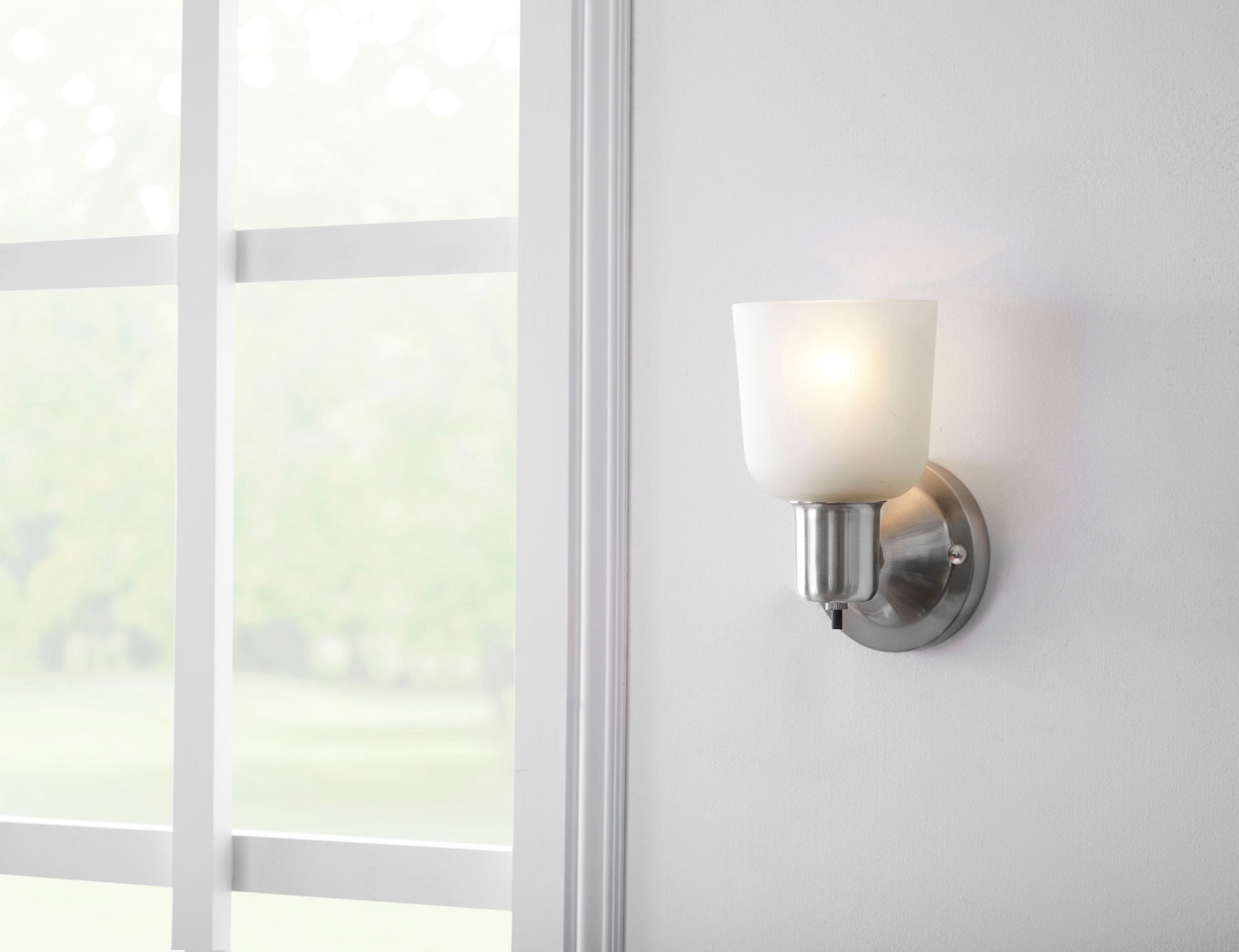 slide 2 of 6, Project Source 4.52-in W 1 -Light Brushed Nickel Wall Sconce, 1 ct