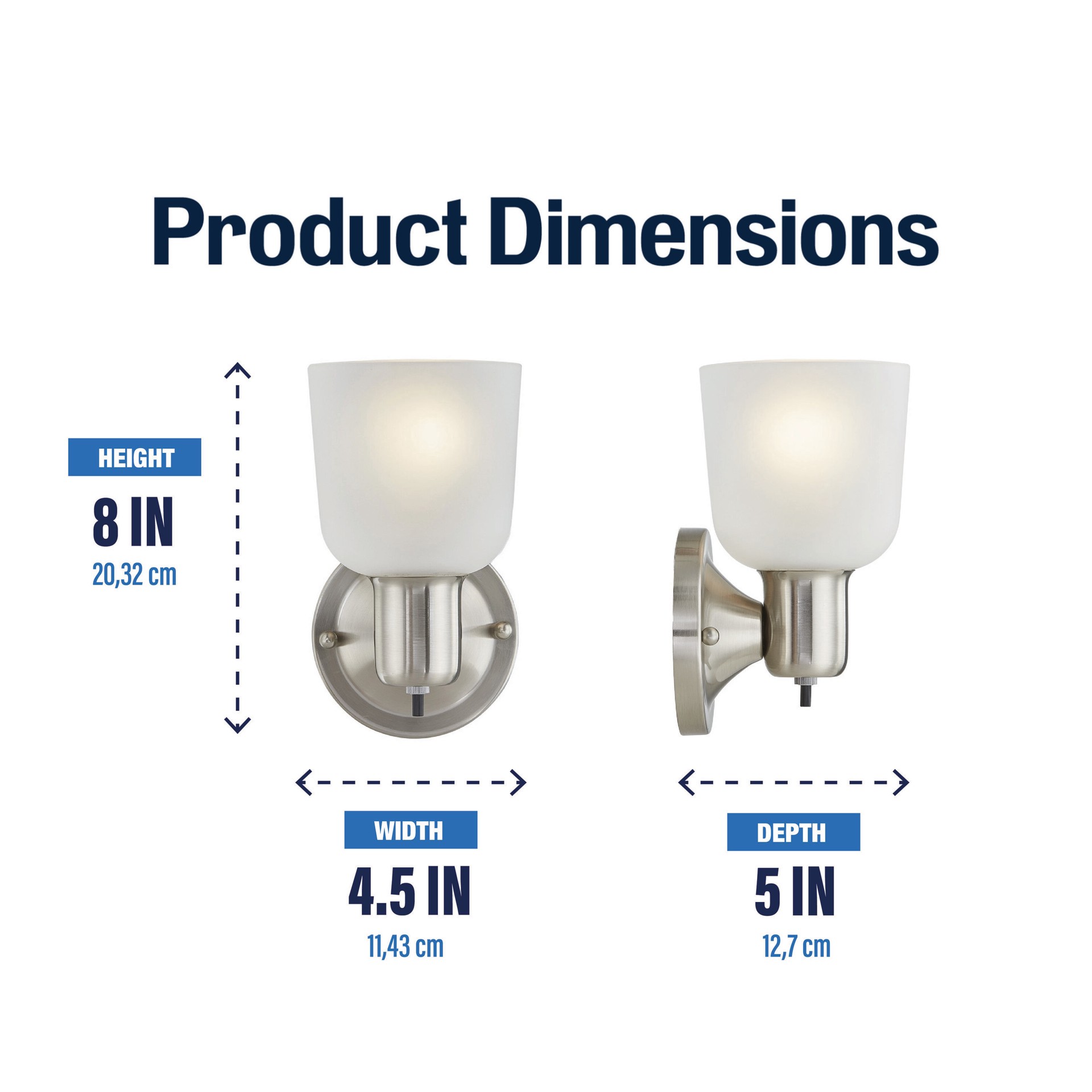 slide 3 of 6, Project Source 4.52-in W 1 -Light Brushed Nickel Wall Sconce, 1 ct