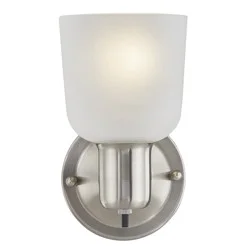 Project Source 4.52-in W 1 -Light Brushed Nickel Hardwired Damp rated Wall Sconce