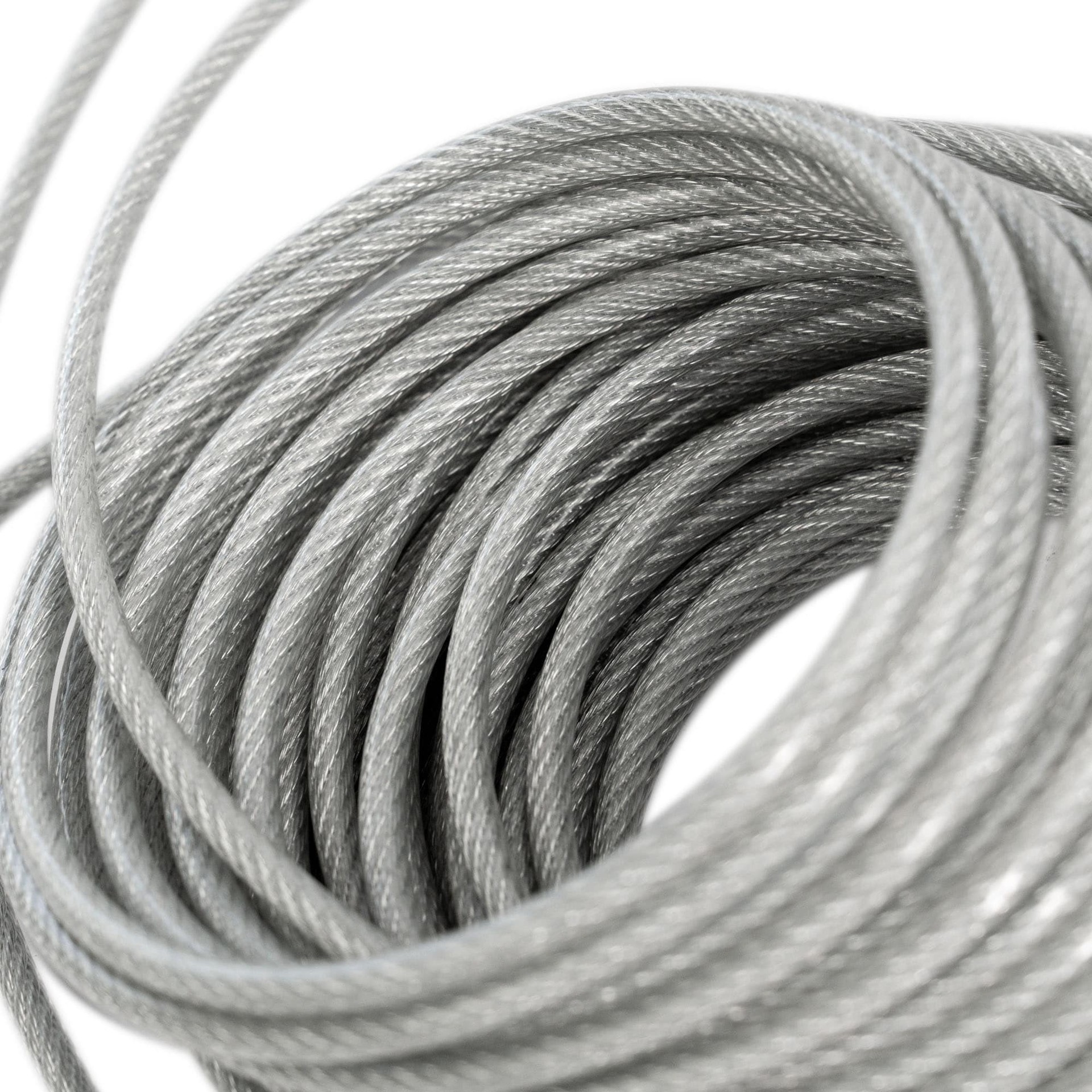 slide 4 of 6, RELIABILT 50.0-ft x 1/8-in Weldless Galvanized-vinyl coated Steel Cable (By-the-Roll), 1 ct