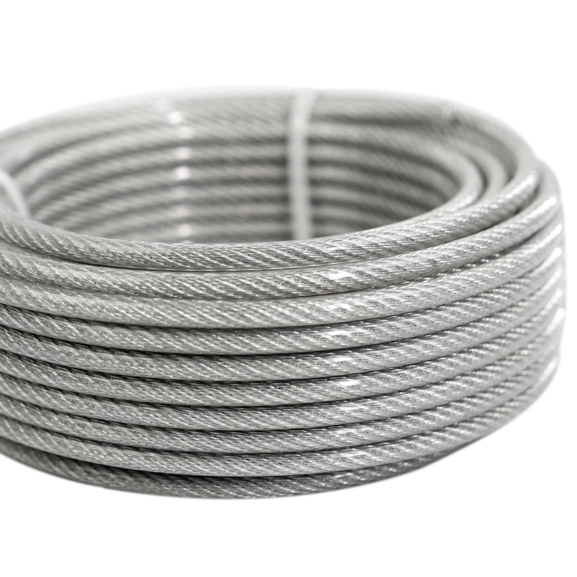 slide 6 of 6, RELIABILT 50.0-ft x 1/8-in Weldless Galvanized-vinyl coated Steel Cable (By-the-Roll), 1 ct