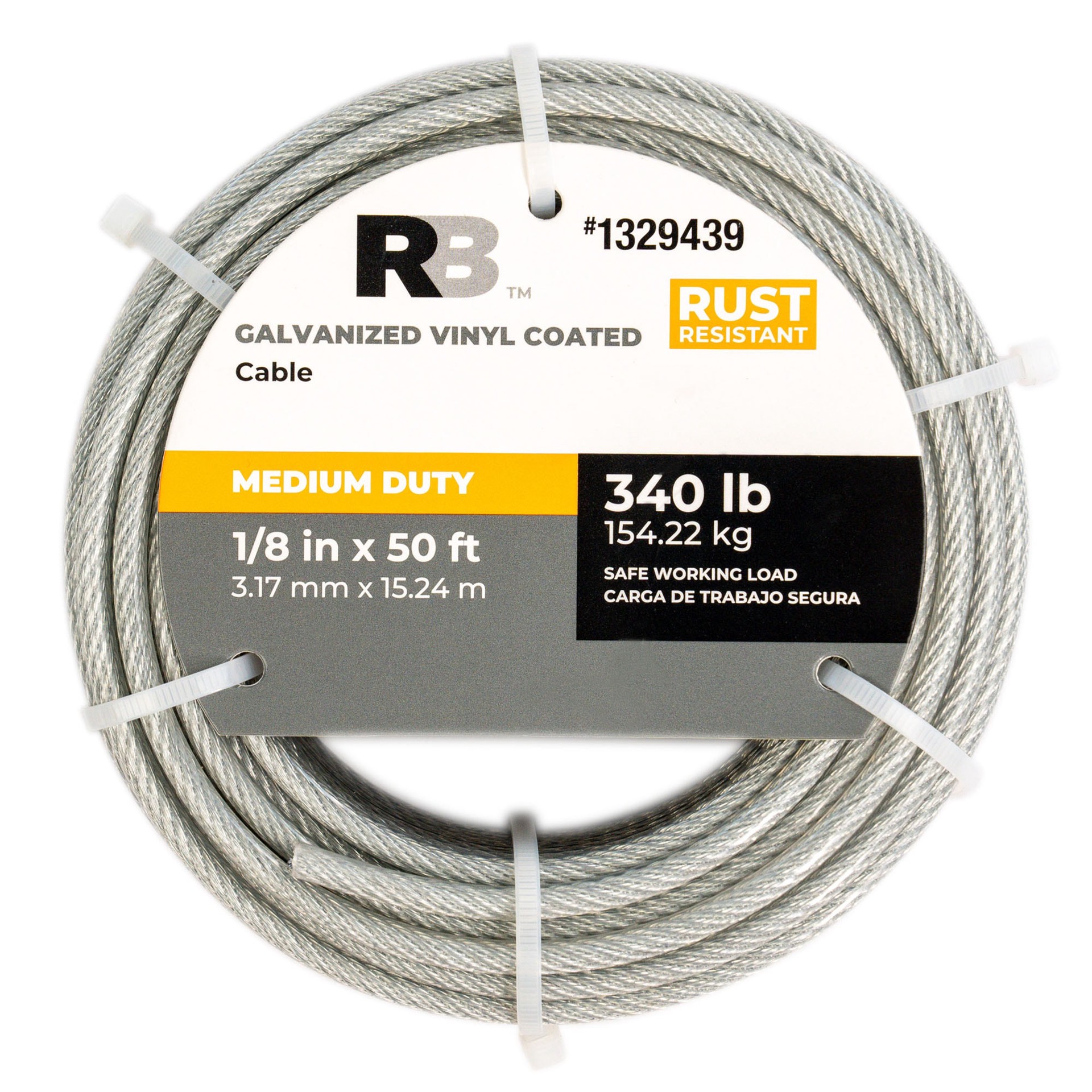 slide 1 of 6, RELIABILT 50.0-ft x 1/8-in Weldless Galvanized-vinyl coated Steel Cable (By-the-Roll), 1 ct