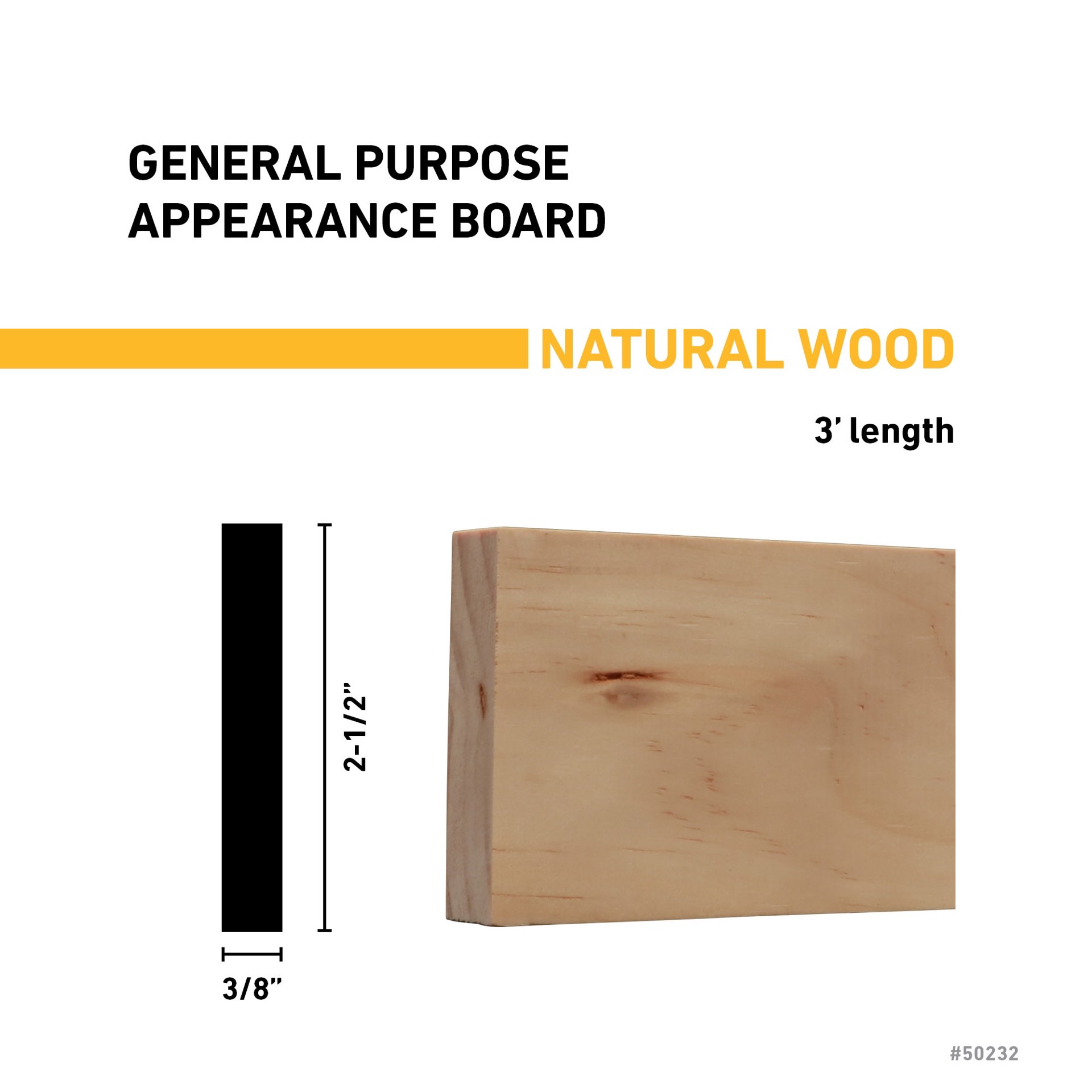 slide 3 of 6, RELIABILT 3/8-in x 3-in x 3-ft Unfinished Clear S4S Pine Common Softwood Board, 1 ct