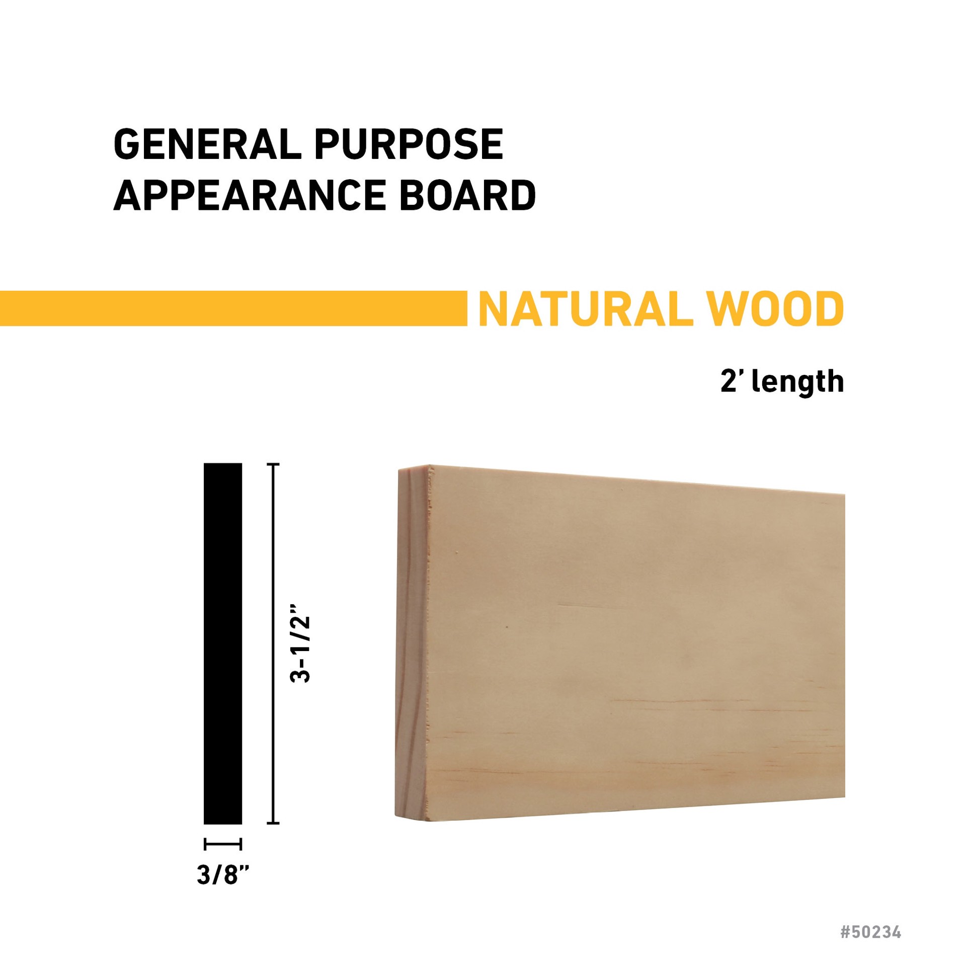 slide 3 of 6, RELIABILT 3/8-in x 4-in x 2-ft Unfinished Clear S4S Pine Common Softwood Board, 1 ct