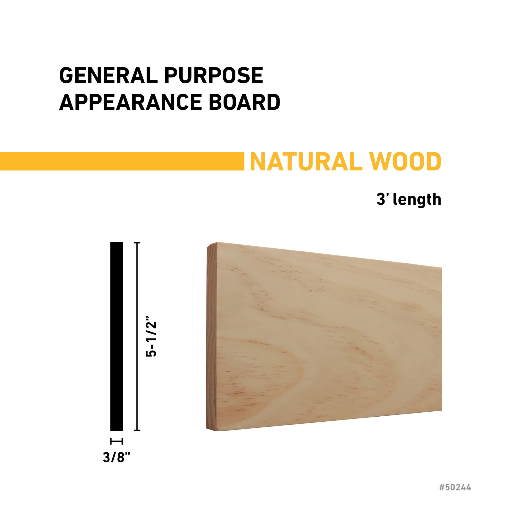 slide 3 of 6, RELIABILT 3/8-in x 6-in x 3-ft Unfinished Clear S4S Pine Common Softwood Board, 1 ct