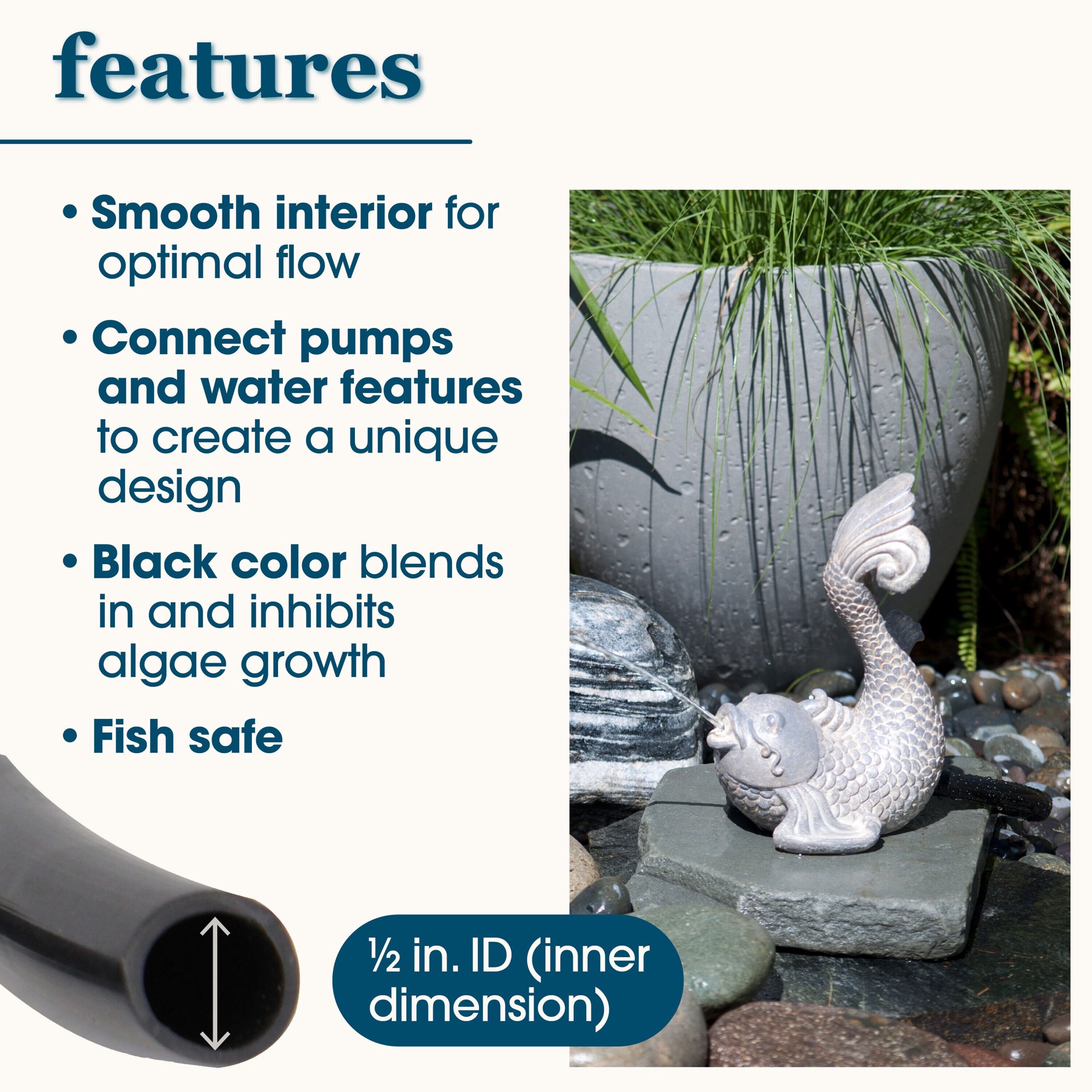 slide 3 of 6, smartpond 1/2-in ID 240-in x 0.5-in x 0.5-in Black Plastic Pond Tubing, 1 ct
