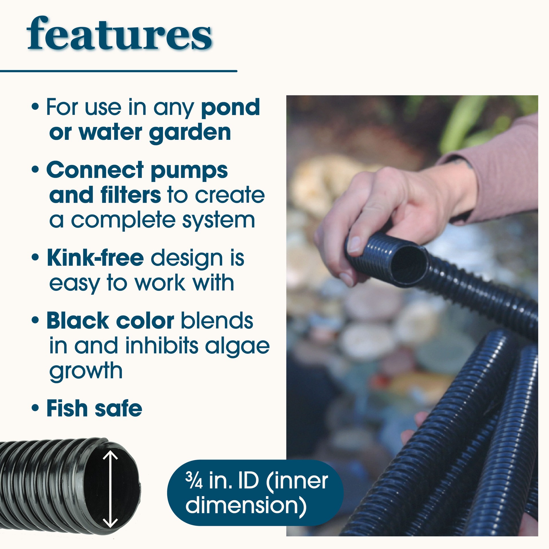 slide 3 of 6, smartpond 3/4-in ID 240-in x 0.75-in x 0.75-in Black PVC Pond Tubing, 1 ct