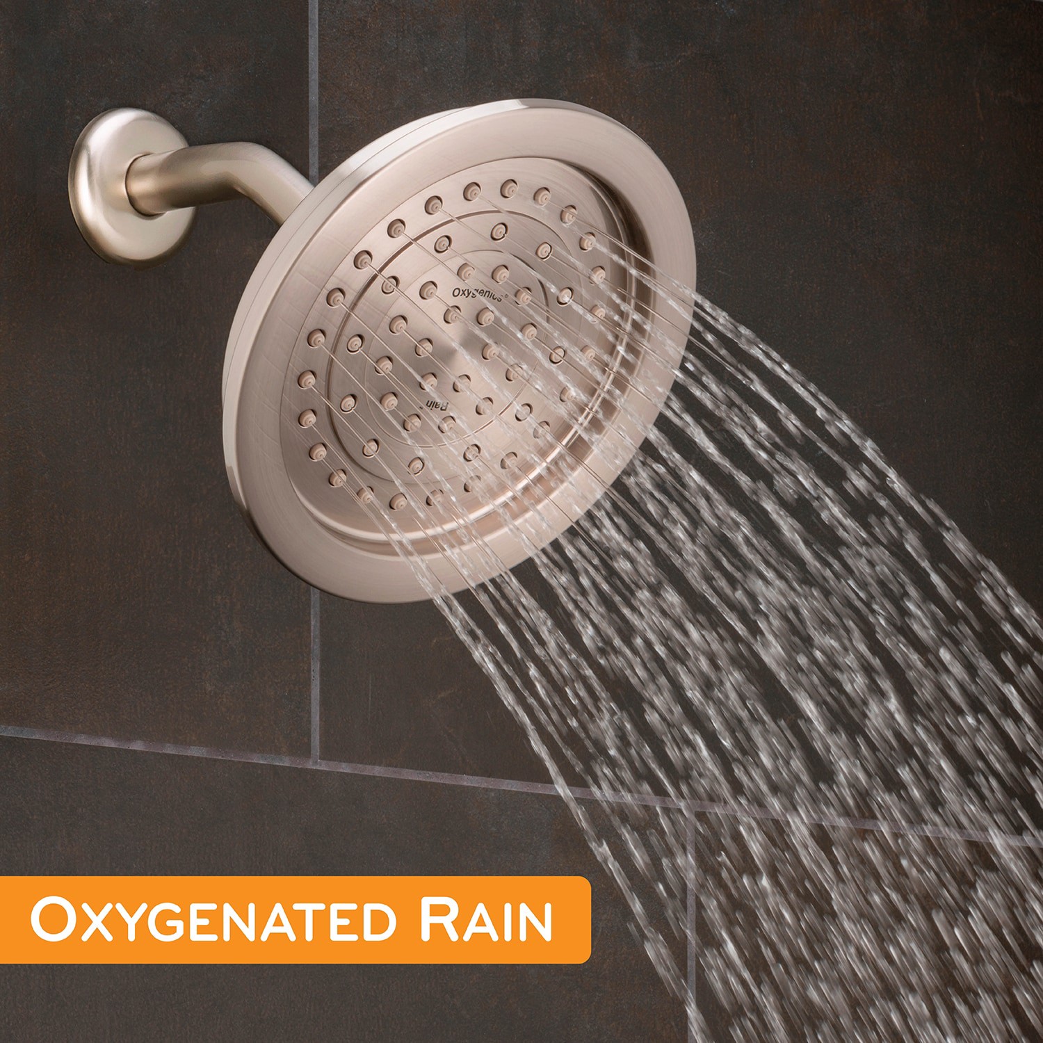 slide 6 of 6, Oxygenics 1.0 -Spray Brushed nickel 7.5 Round Rain High Pressure Shower Head 1.8 GPM, 1 ct
