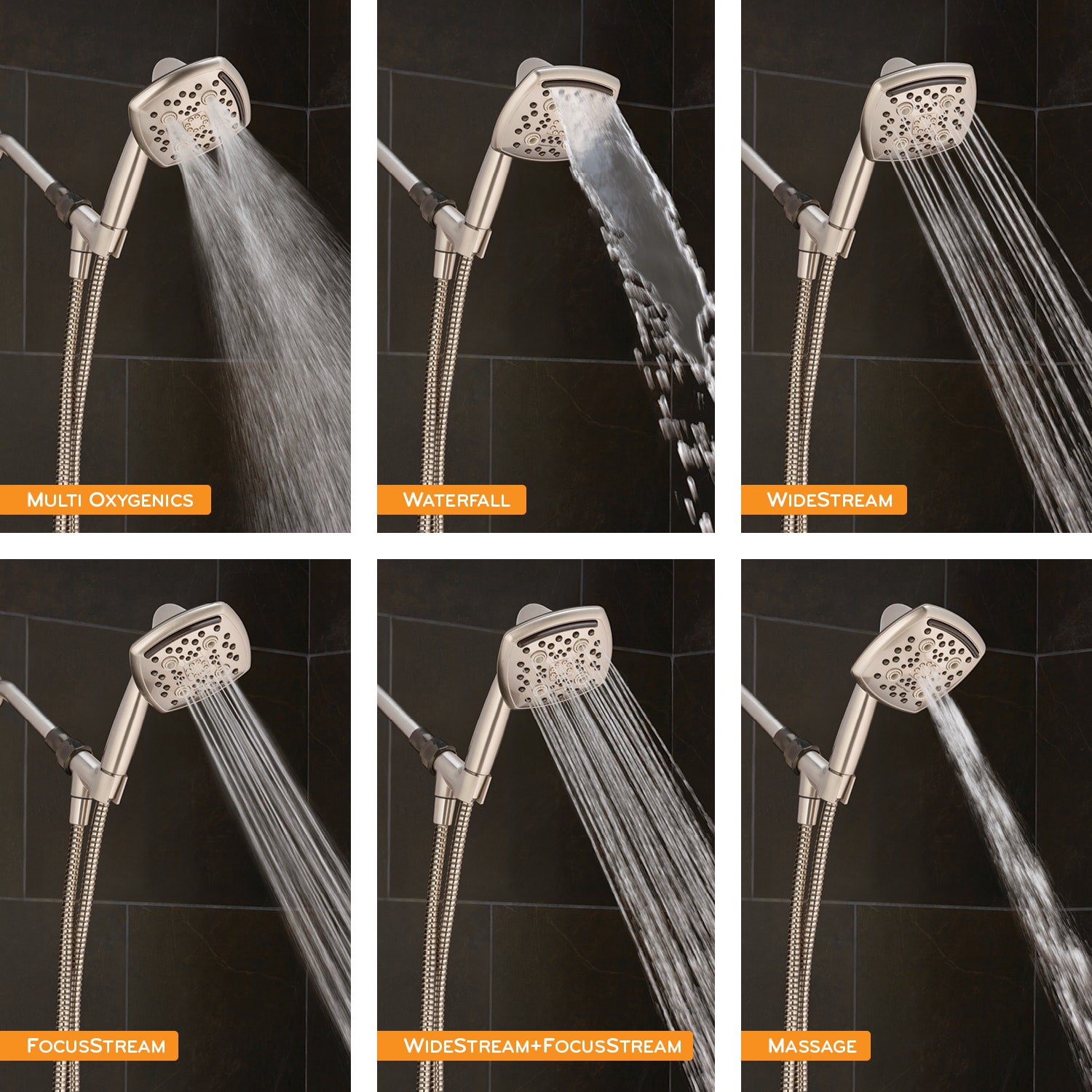 slide 3 of 6, Oxygenics Marvel 6.0 -Spray Brushed Nickel 4.88-in Square High Pressure Handheld Shower Head 1.8 GPM, 1 ct