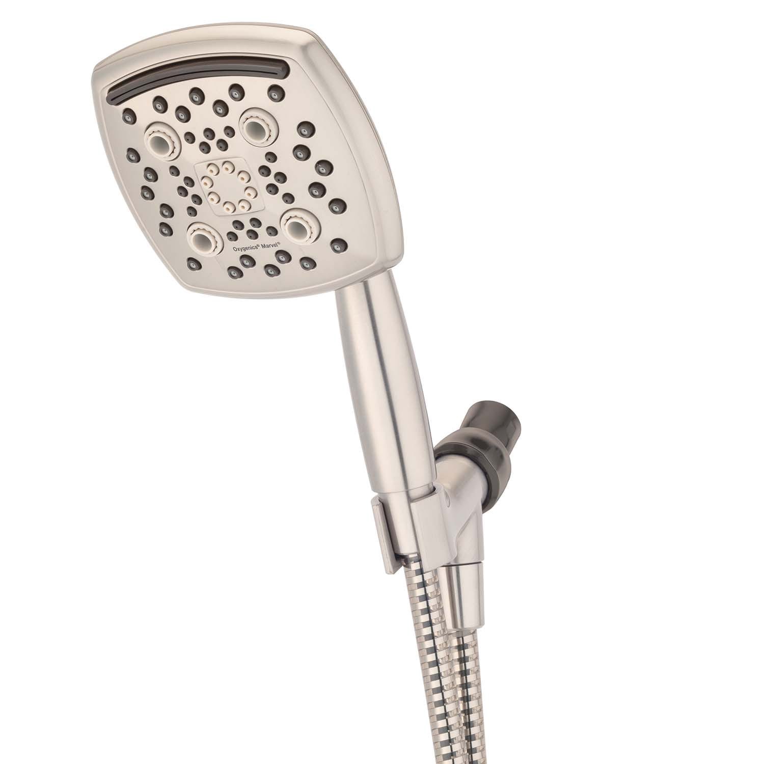 slide 1 of 6, Oxygenics Marvel 6.0 -Spray Brushed Nickel 4.88-in Square High Pressure Handheld Shower Head 1.8 GPM, 1 ct