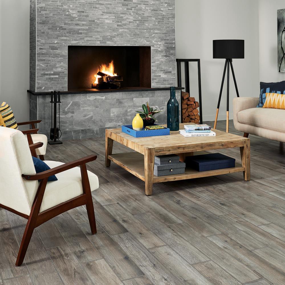 slide 4 of 6, Mohawk ForeverStyle Gray Marble 3-in x 12-in Matte Porcelain Bullnose Tile ( 0.22-sq ft / Piece ), 1 ct