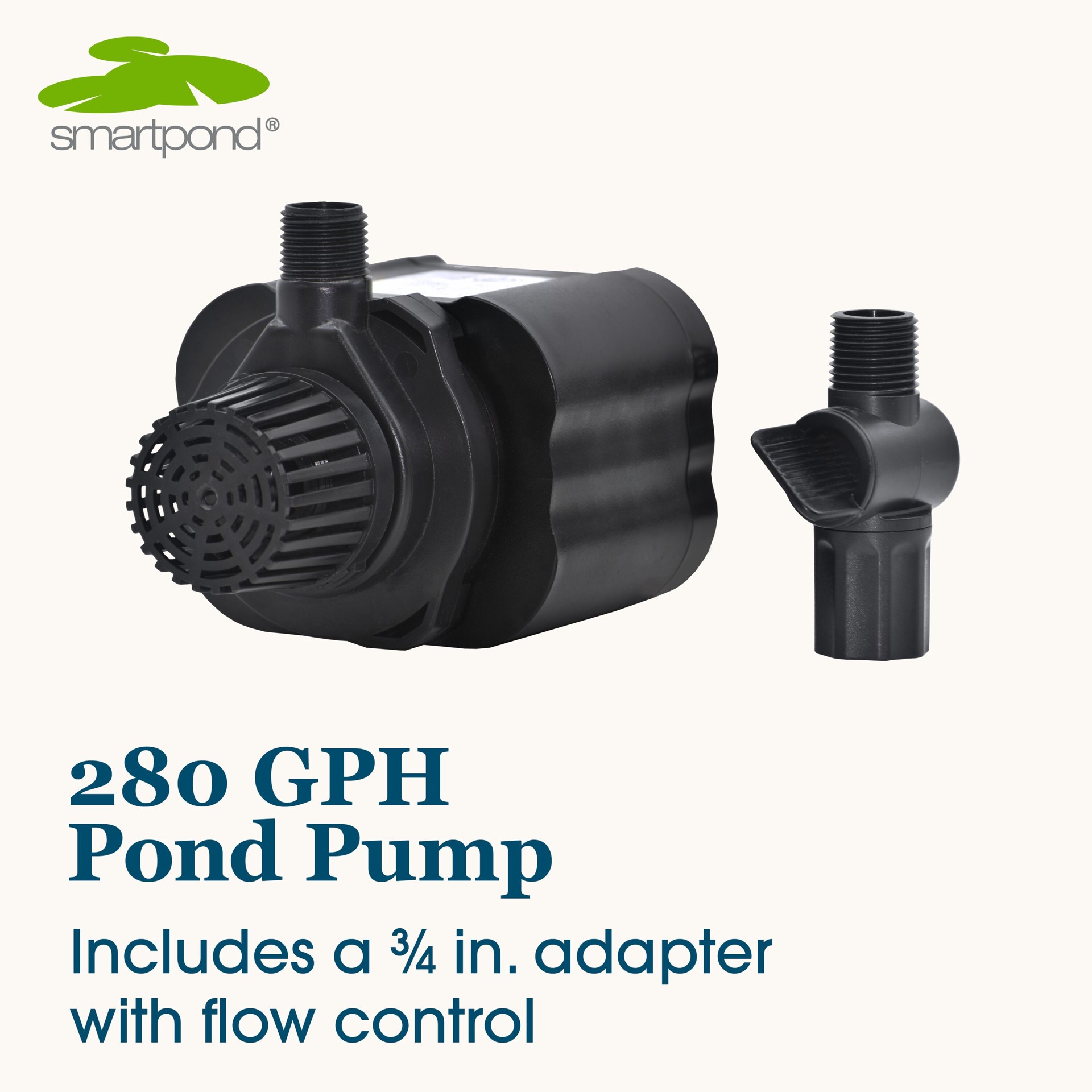 slide 2 of 6, smartpond 280 -GPH Submersible Corded Electric Pond Pump, 1 ct