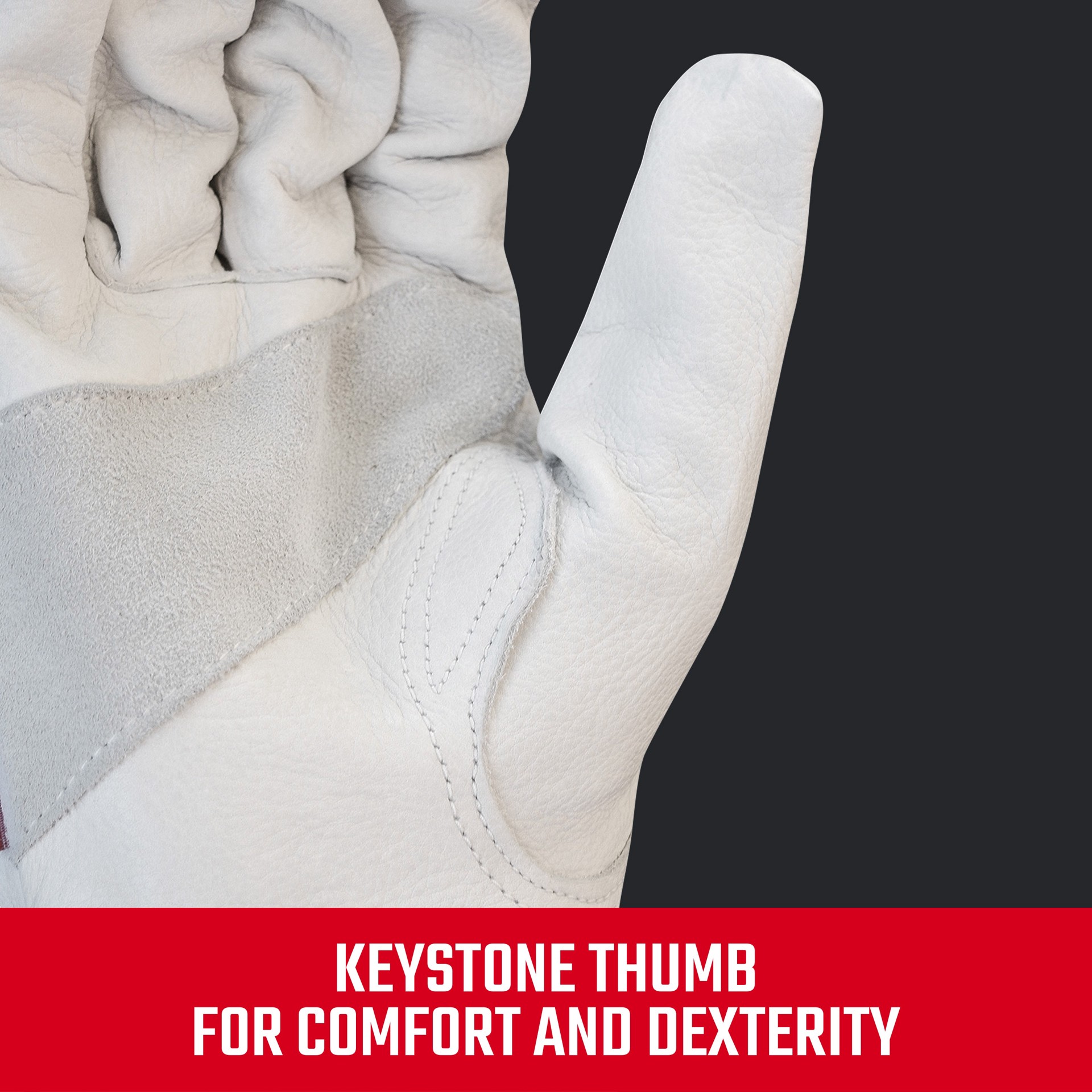 slide 4 of 6, CRAFTSMAN Medium White Leather Gloves, (1-Pair), 1 ct