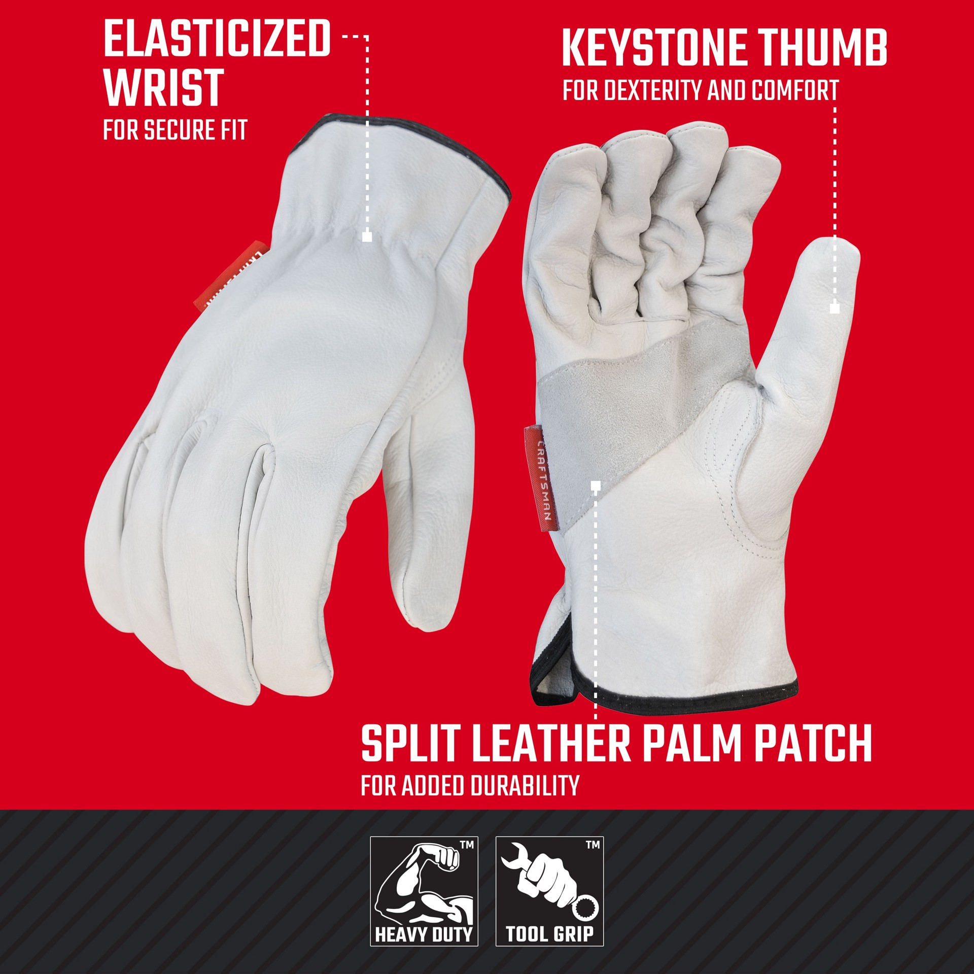 slide 2 of 6, CRAFTSMAN X-large White Leather 1 -Pairs, 1 ct