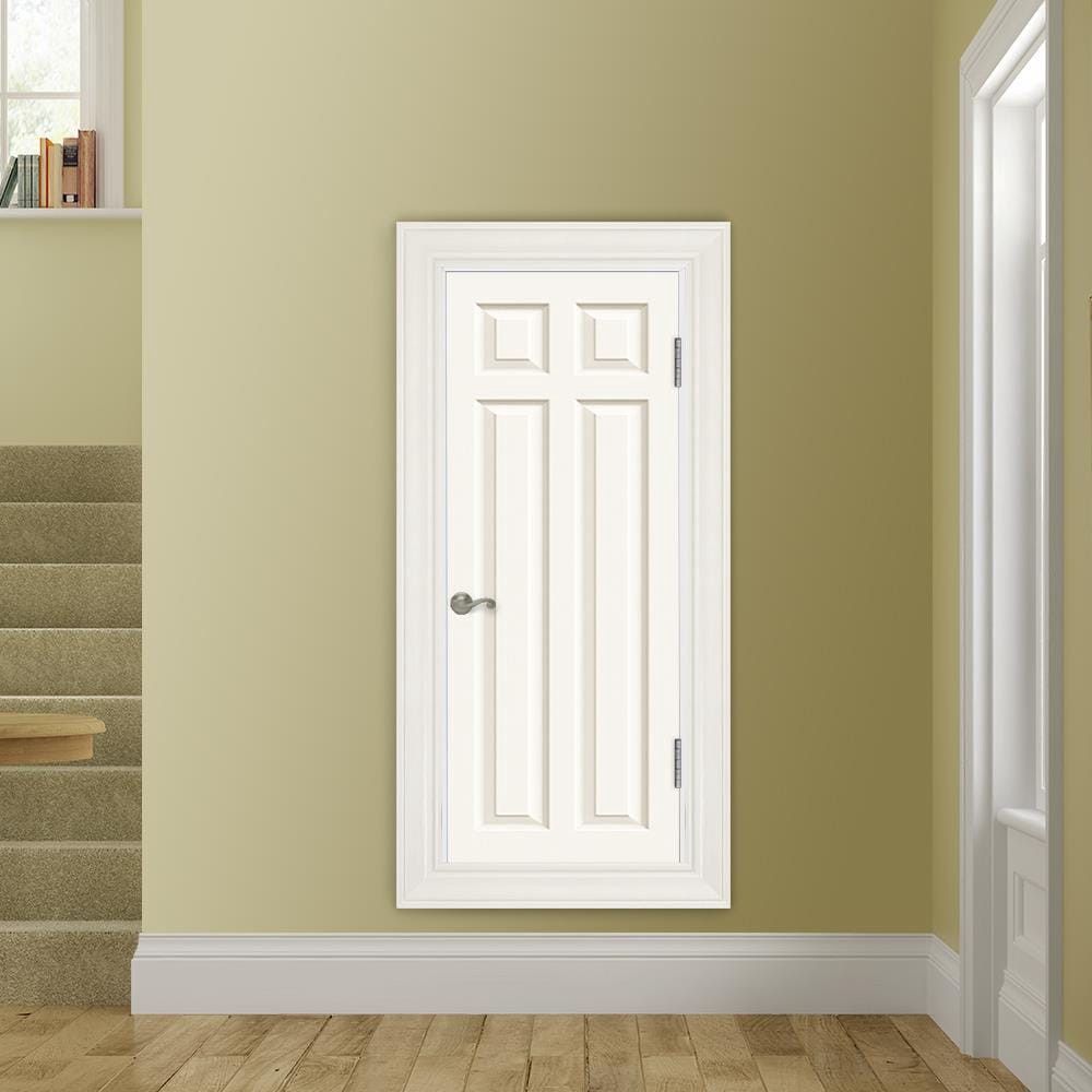 slide 2 of 5, JELD-WEN 24-in x 60-in Primed Hollow core 4-panel Universal Textured Primed Molded composite Flat Jamb Single Prehung Interior Door 356 Casing, 1 ct