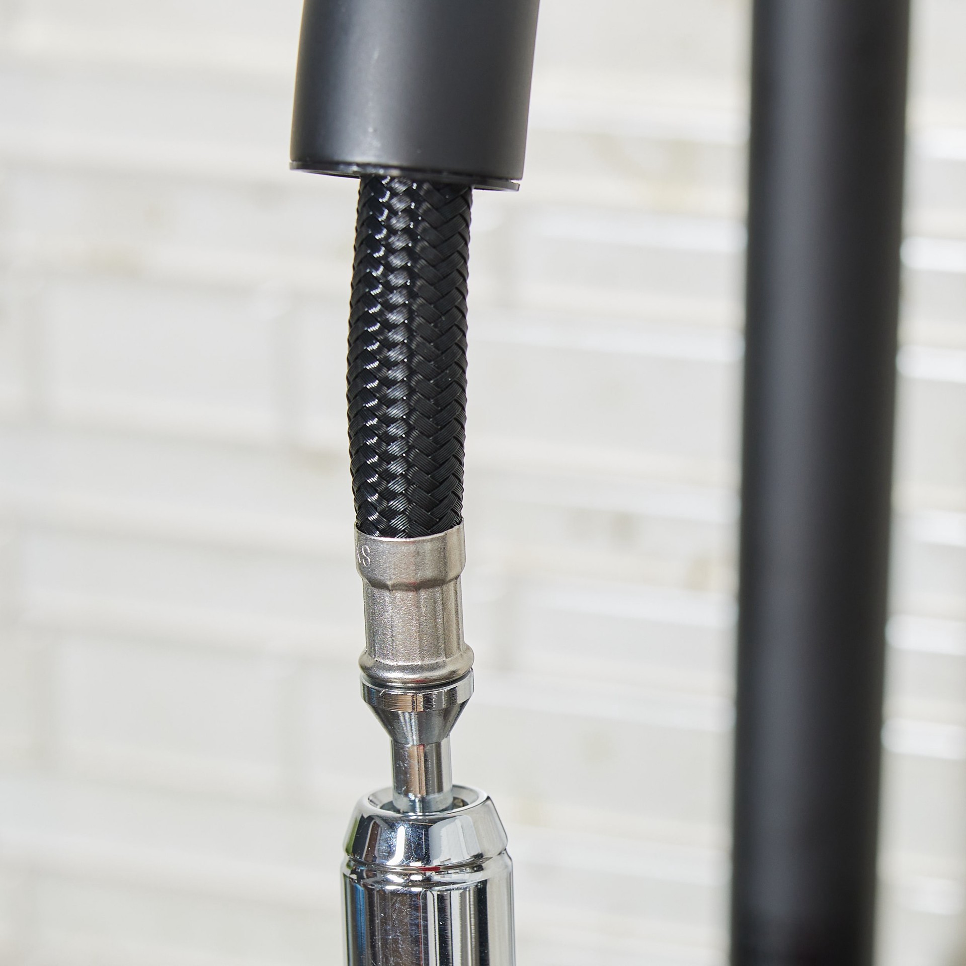 slide 3 of 6, Project Source Tucker Matte black Single Handle Deck-mount Pull-down Kitchen Faucet with Sprayer (Includes Deck Plate), 1 ct