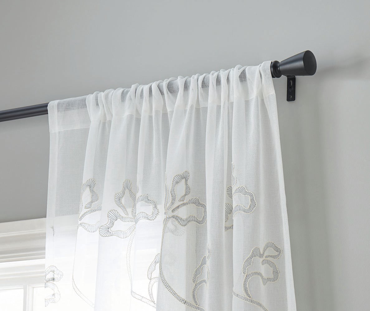 slide 6 of 6, allen + roth 84.0-in Grey Floral Sheer Rod pocket Single curtain panel, 1 ct