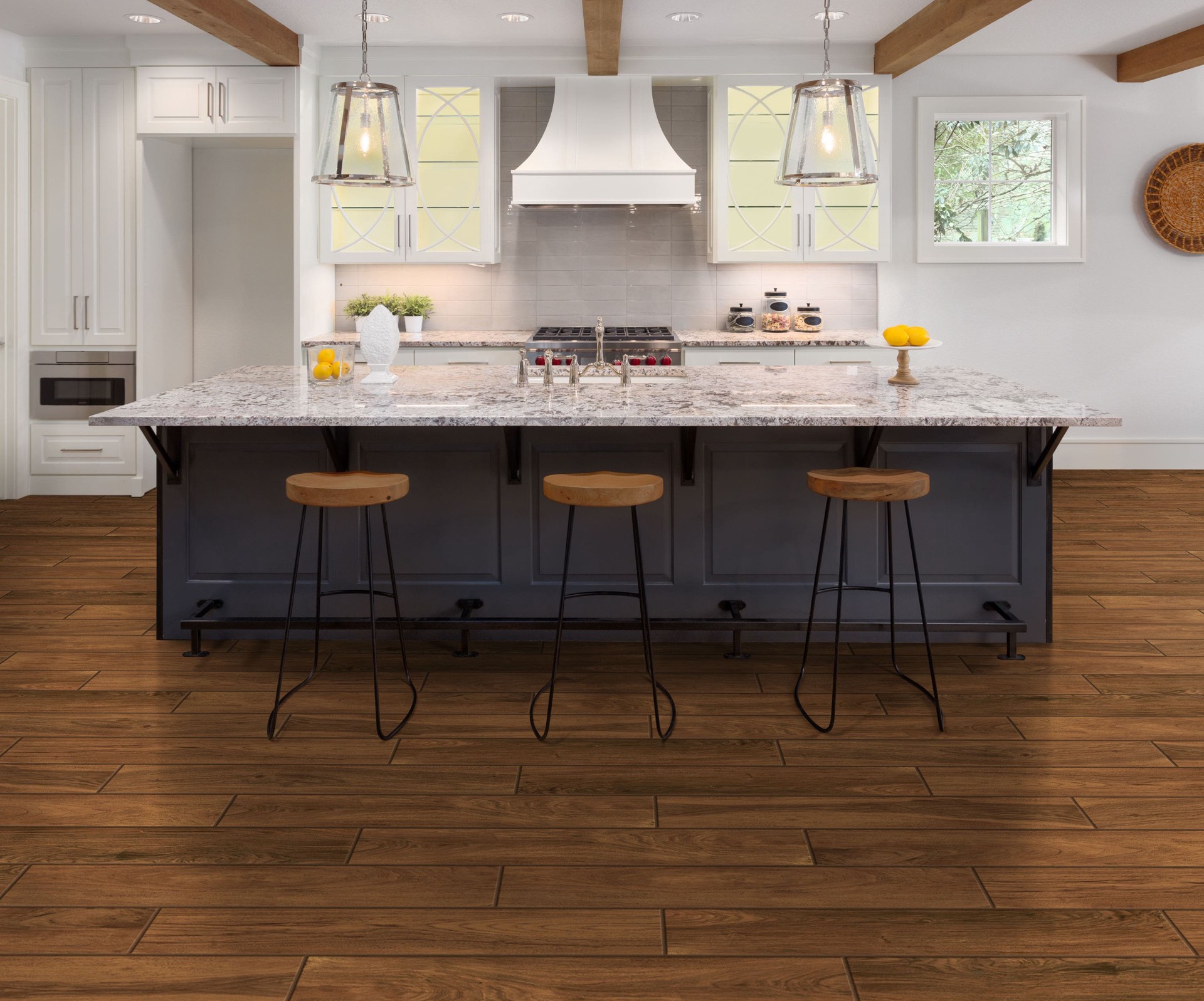 slide 5 of 6, allen + roth Pensacola Brown 6-in x 36-in Glazed Porcelain Wood Look Plank Floor and Wall Tile ( 1.43-sq ft Piece ), 1 ct