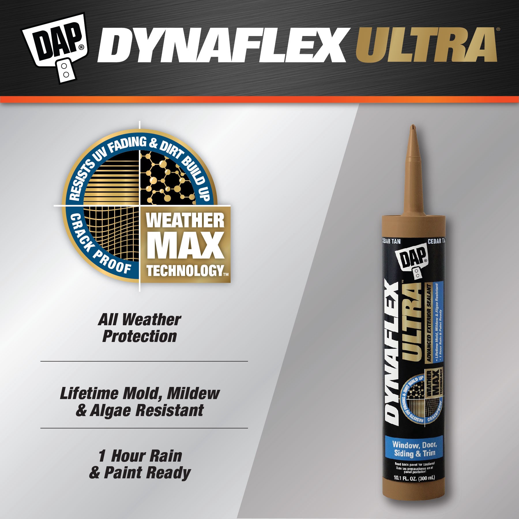 slide 2 of 6, DAP Dynaflex Ultra 10.1-oz Window and Door Cedar Tan Paintable Latex Caulk, 1 ct