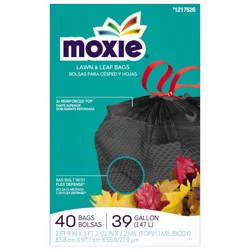 MOXIE 39-Gallon Scent free Black Outdoor Plastic Lawn and leaf Drawstring Trash Bag 40 -Count