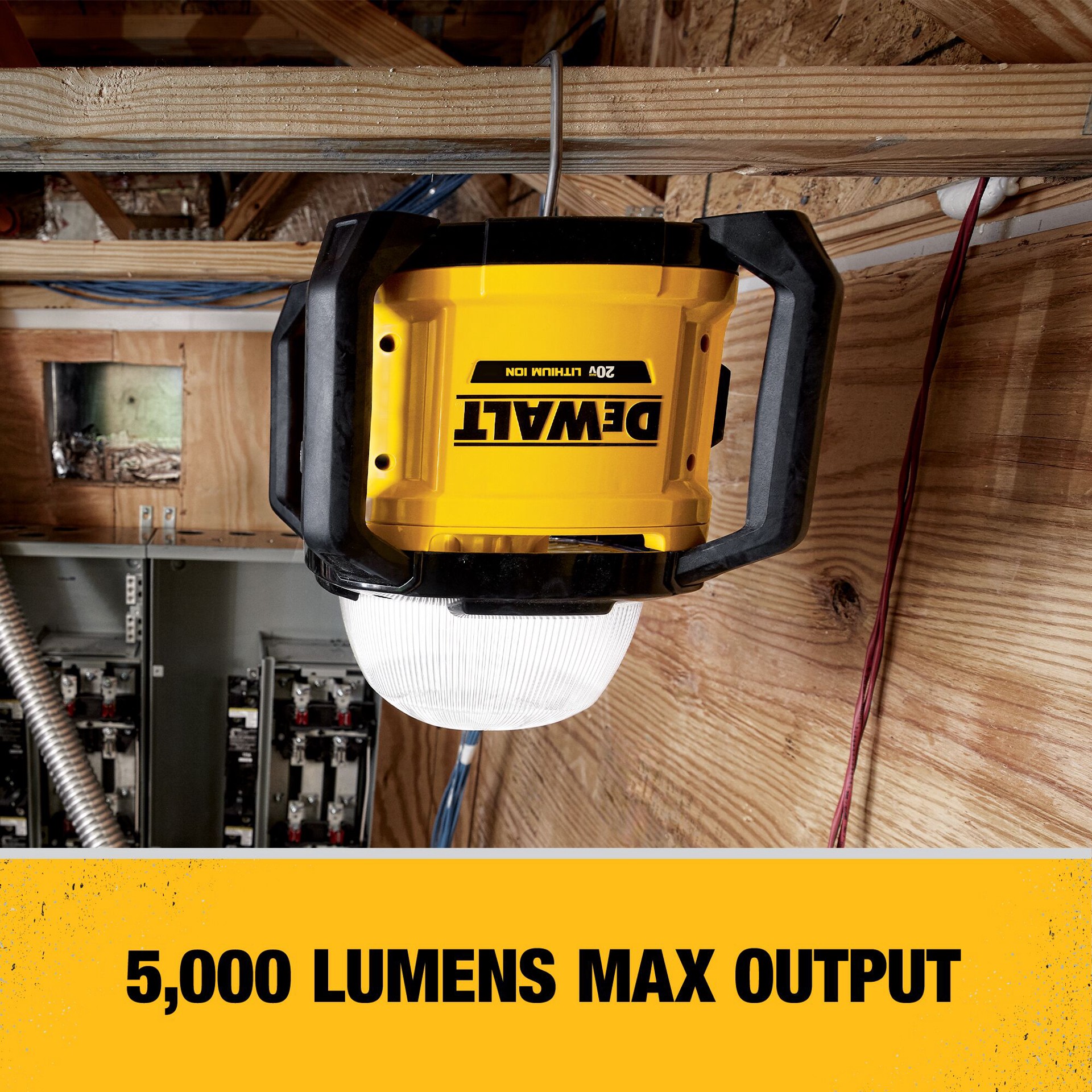slide 3 of 6, DEWALT 20-volt max 5000 -Lumens LED Battery-operated Rechargeable Portable Work Light, 1 ct