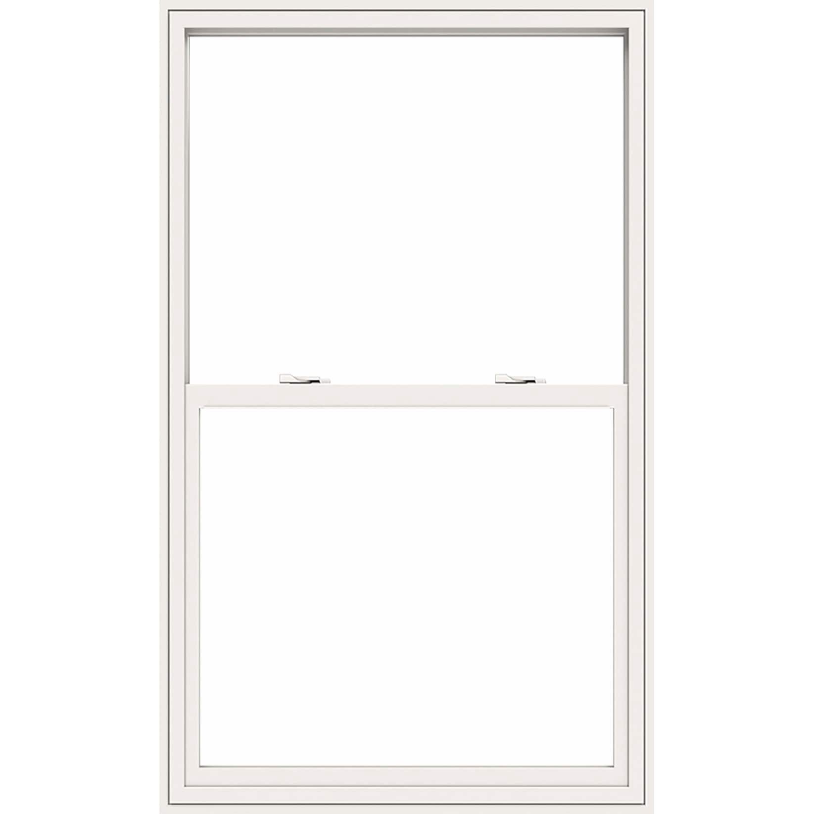 slide 2 of 6, JELD-WEN V-2500 35-3/4-in x 49-3/8-in White Exterior Vinyl Replacement Single Hung Window Low-E Double Pane Glass (Half Screen Included), 1 ct
