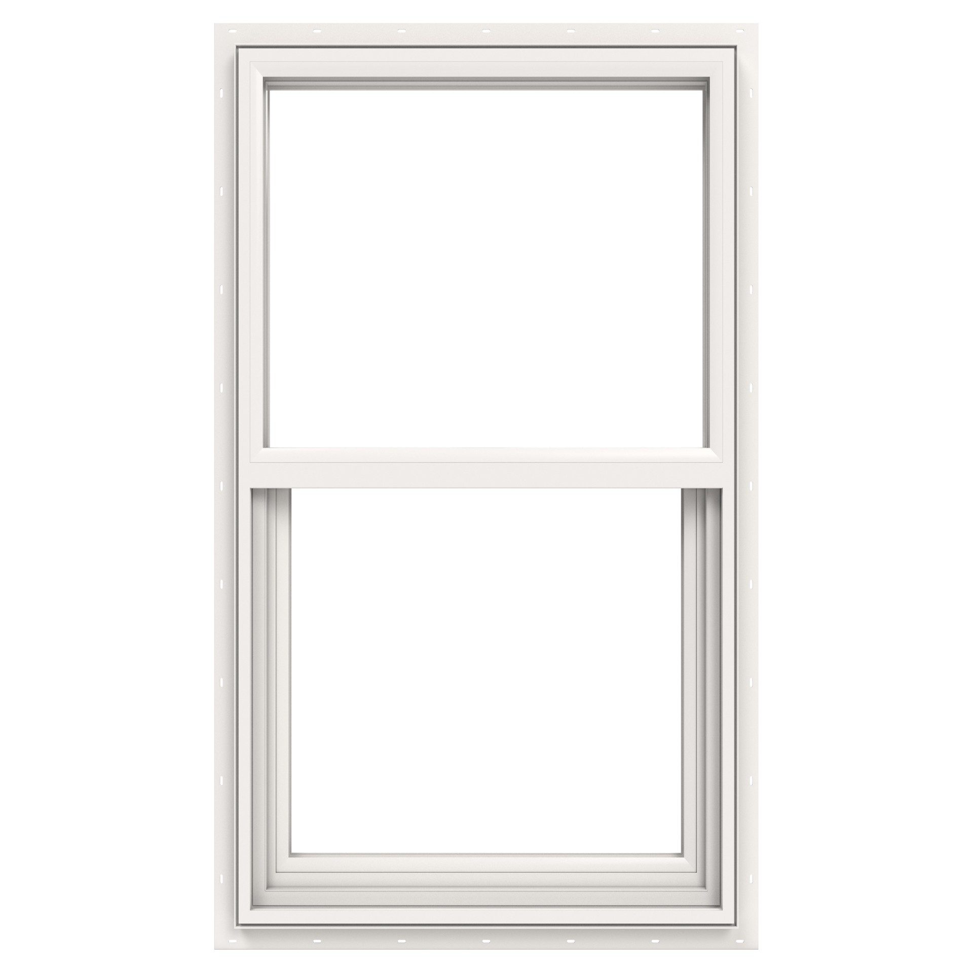 slide 1 of 6, JELD-WEN V-2500 23-1/2-in x 35-1/2-in White Exterior Vinyl New Construction Single Hung Window Low-E Double Pane Glass (Half Screen Included), 1 ct