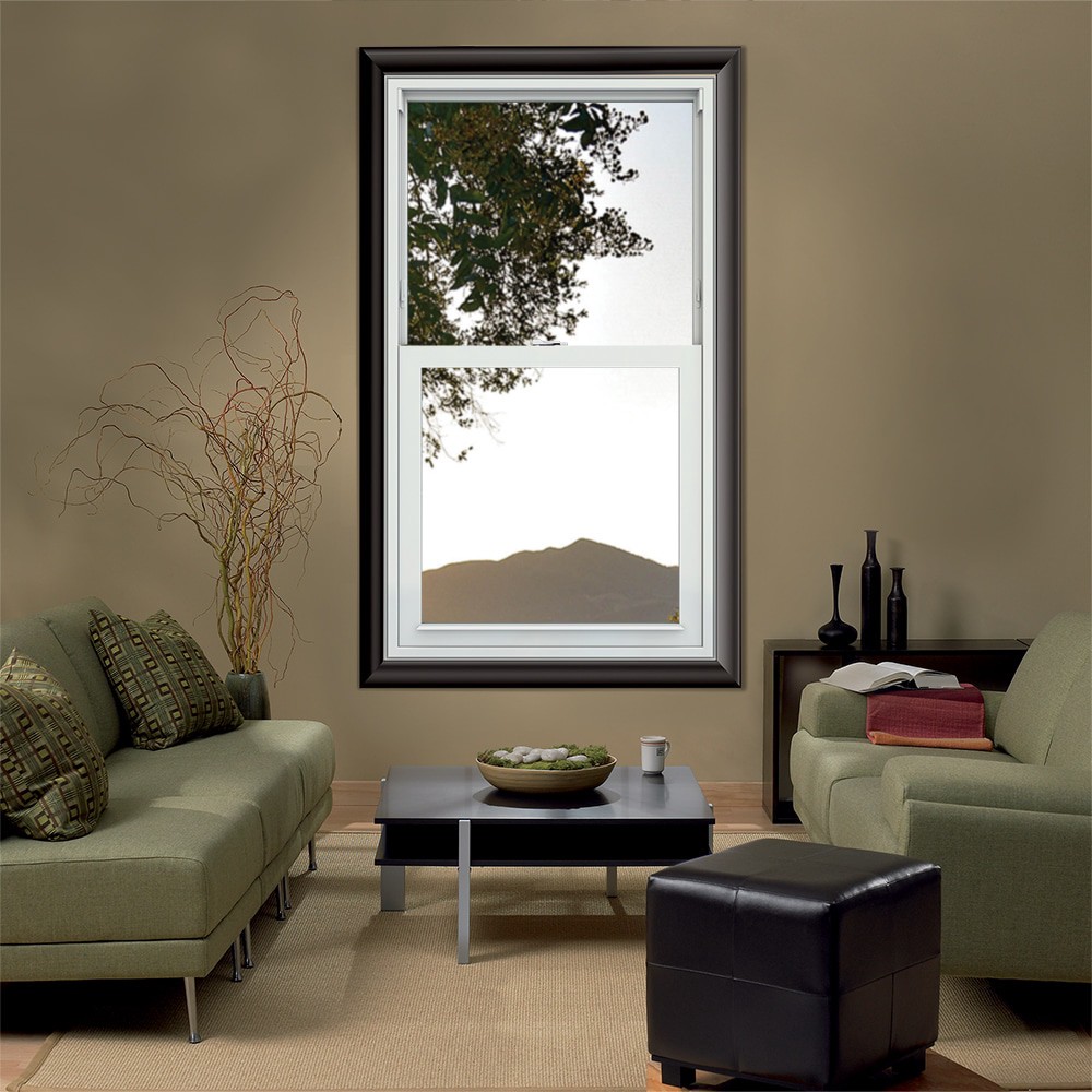 slide 4 of 6, JELD-WEN V-2500 23-1/2-in x 35-1/2-in White Exterior Vinyl New Construction Single Hung Window Low-E Double Pane Glass (Half Screen Included), 1 ct