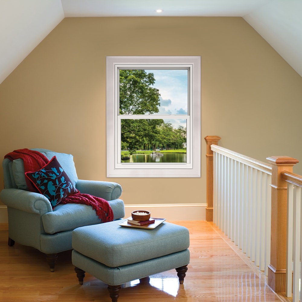 slide 4 of 6, JELD-WEN Premium Atlantic Vinyl 35-1/2-in x 35-1/2-in White Exterior Vinyl New Construction Single Hung Window Impact Resistant Low-E Double Pane Glass (Half Screen Included) Hurricane Approved, 1 ct