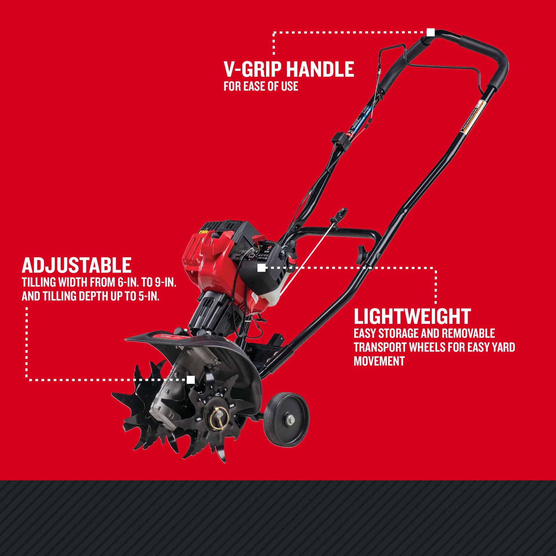 slide 3 of 6, CRAFTSMAN 25-cc 2-cycle 9-in Forward-rotating Gas Cultivator, 1 ct