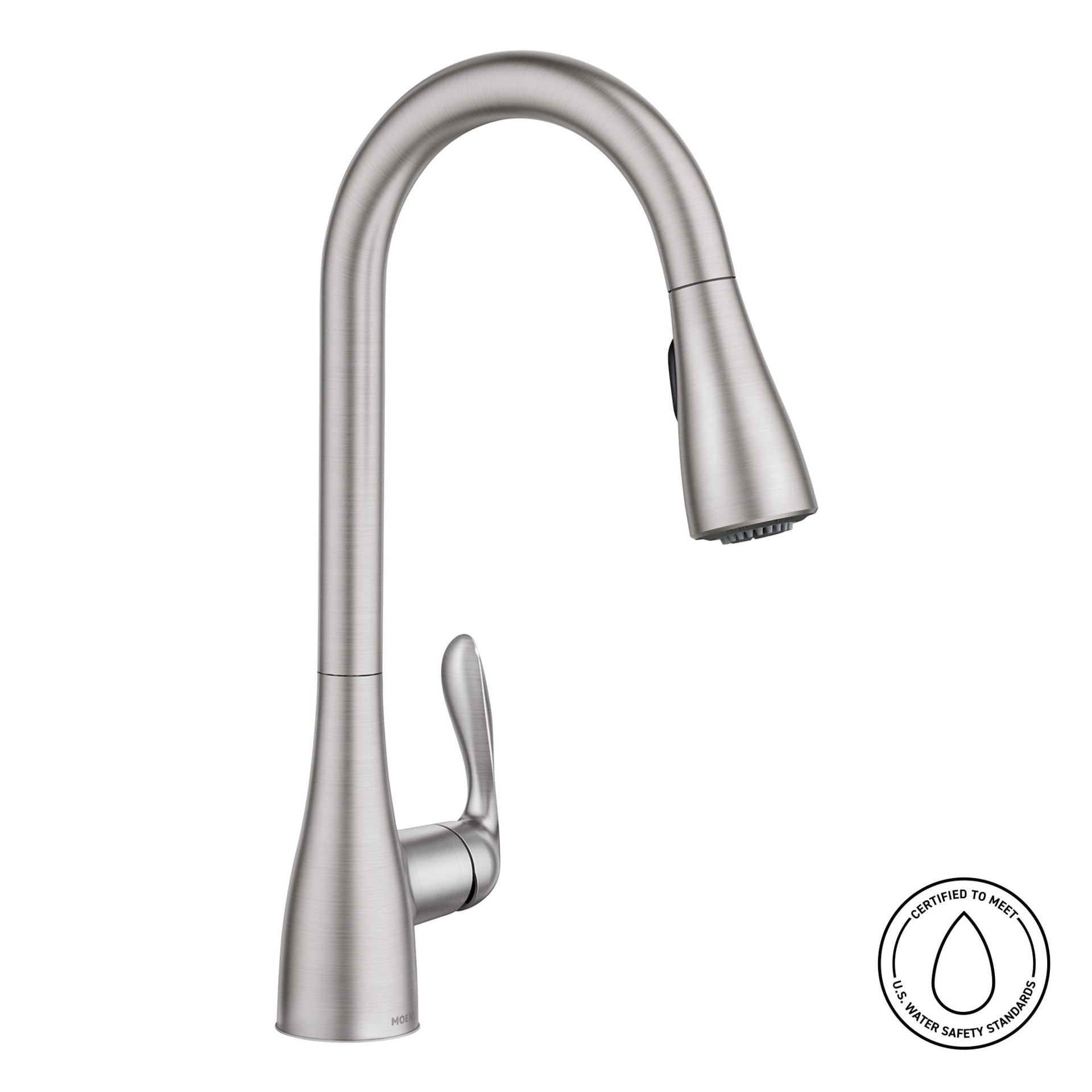 slide 2 of 6, Moen Georgene Spot Resist Stainless Single Handle Deck-mount Pull-down Kitchen Faucet with Sprayer (Includes Deck Plate), 1 ct