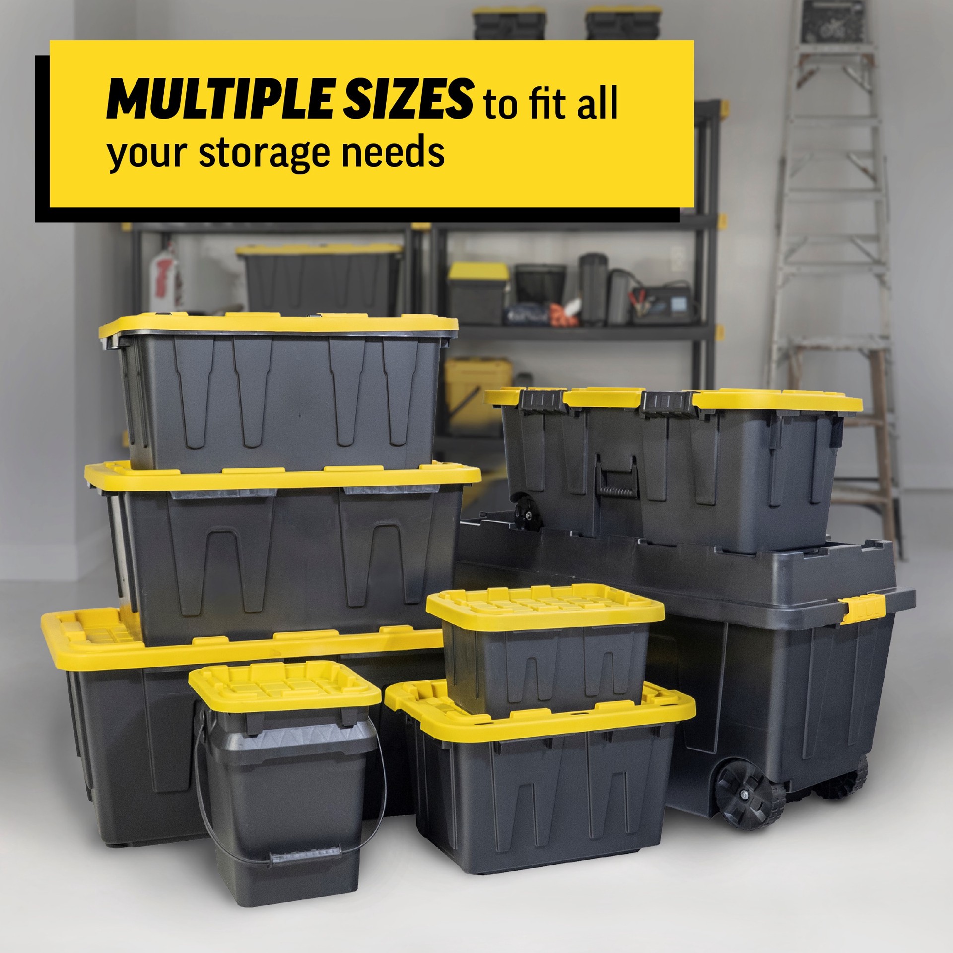 slide 6 of 6, Project Source Commander Small 5.0 -Gallons ( 20.0 -Quarts ) Black Heavy Duty Stackable Tote with Standard Snap Lid, 1 ct