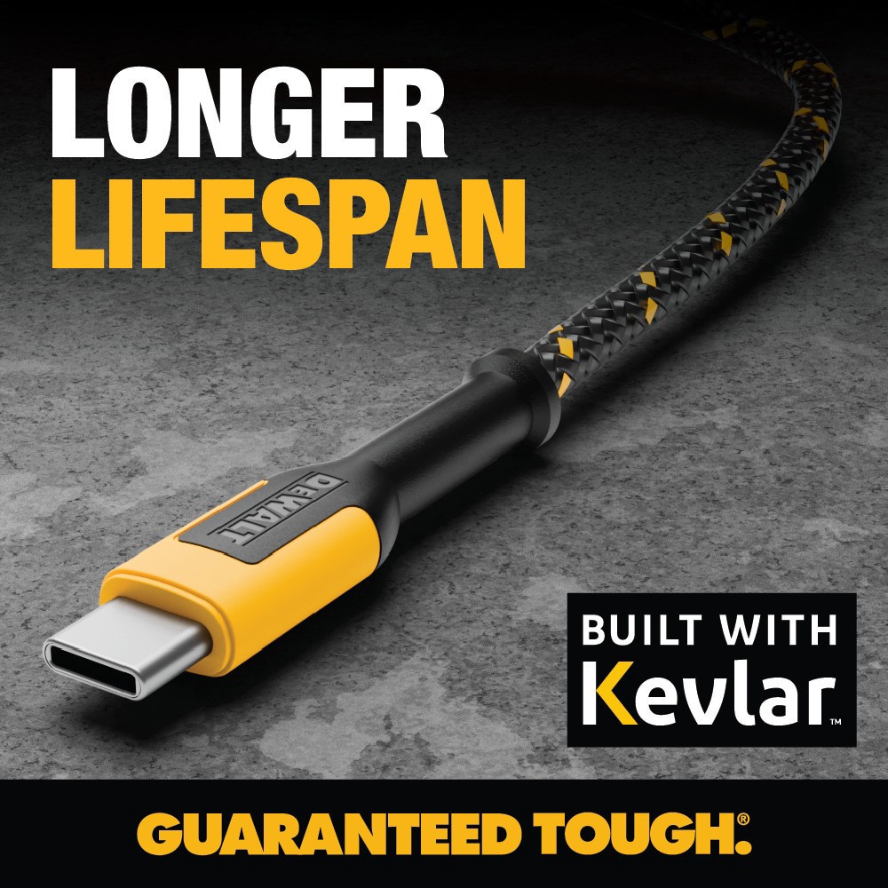 slide 3 of 6, DEWALT 4-ft USB 2.0 USB-C Black Cable, 1 ct