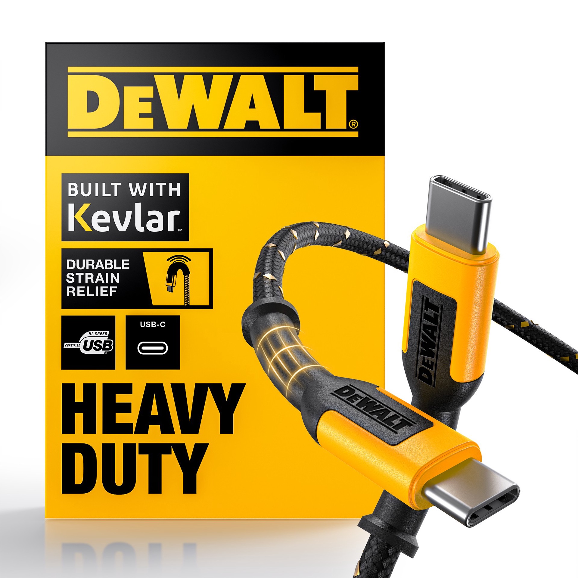 slide 1 of 6, DEWALT 4-ft USB 2.0 USB-C Black Cable, 1 ct