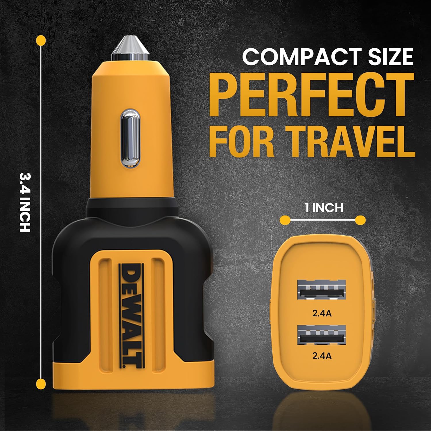 slide 2 of 6, DEWALT USB-A Car Charger 2-Ports, 1 ct
