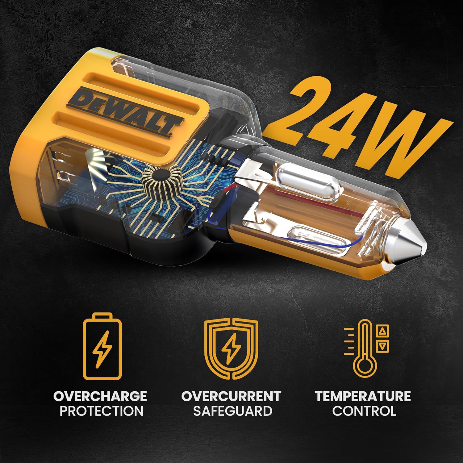 slide 4 of 6, DEWALT USB-A Car Charger 2-Ports, 1 ct
