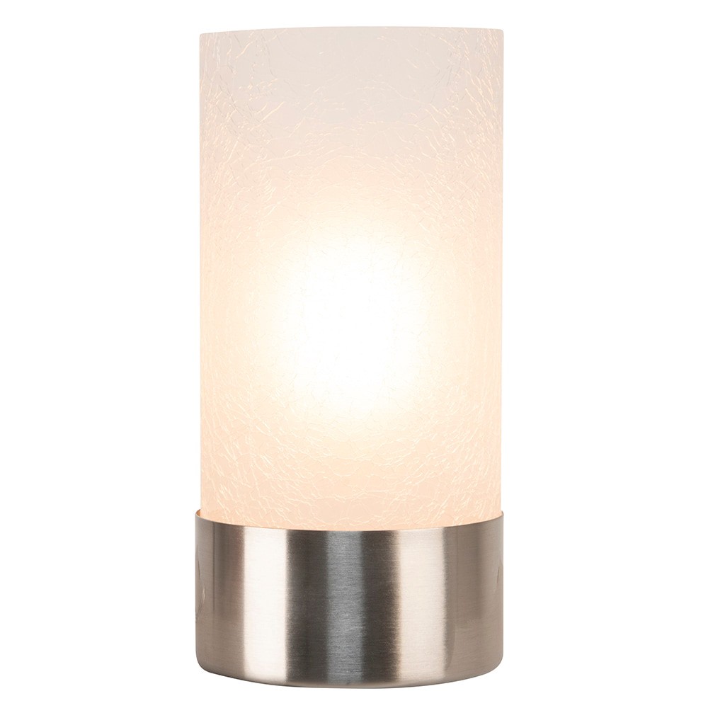 slide 3 of 6, allen + roth 10-in Brushed nickel Touch Uplight Table Lamp with Glass Shade, 1 ct