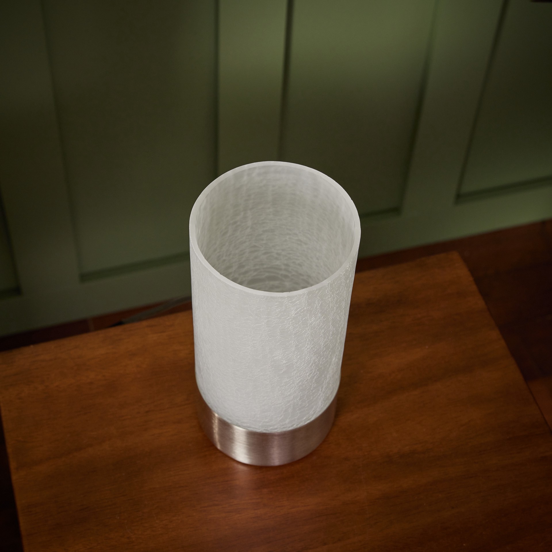 slide 6 of 6, allen + roth 10-in Brushed nickel Touch Uplight Table Lamp with Glass Shade, 1 ct