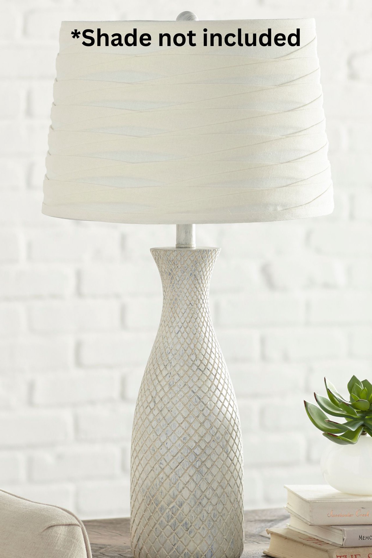 slide 6 of 6, allen + roth 27-in White Plug-in 3-way Lamp Base, 1 ct