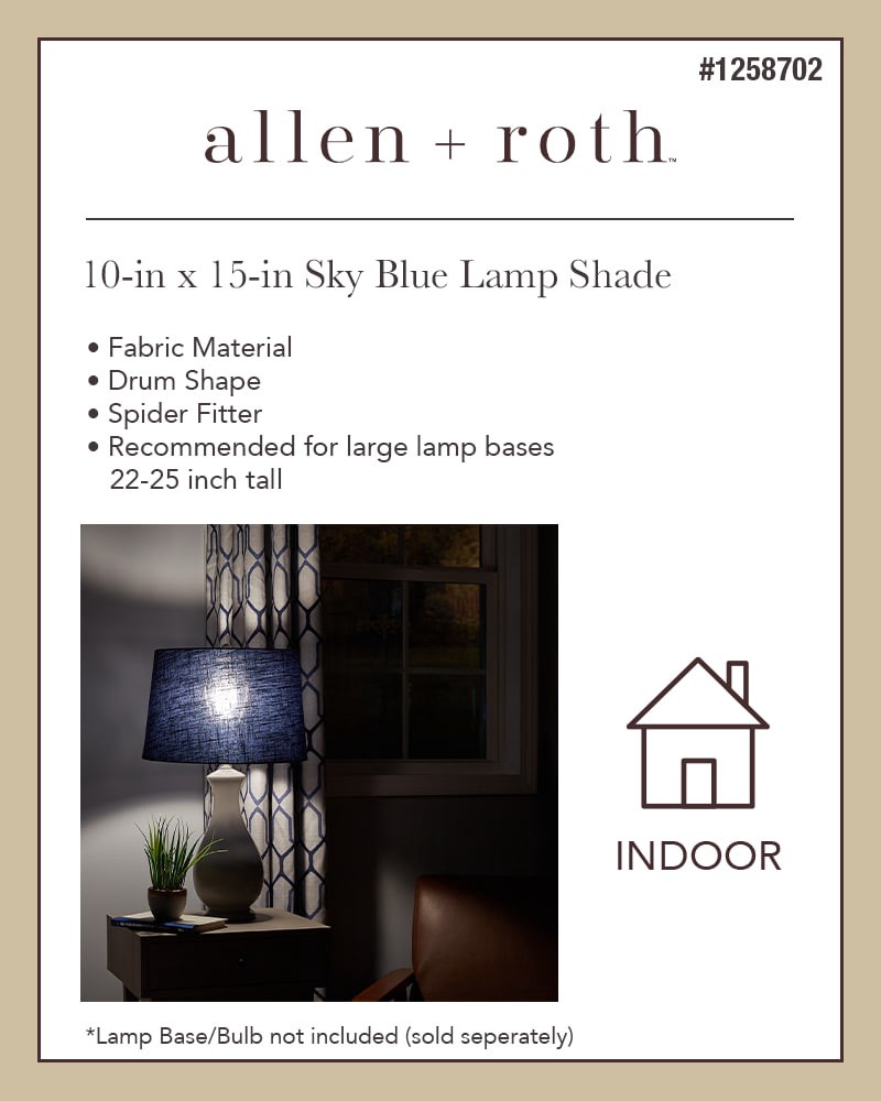 slide 2 of 5, allen + roth 10-in x 15-in Navy Fabric Drum Lamp Shade, 1 ct