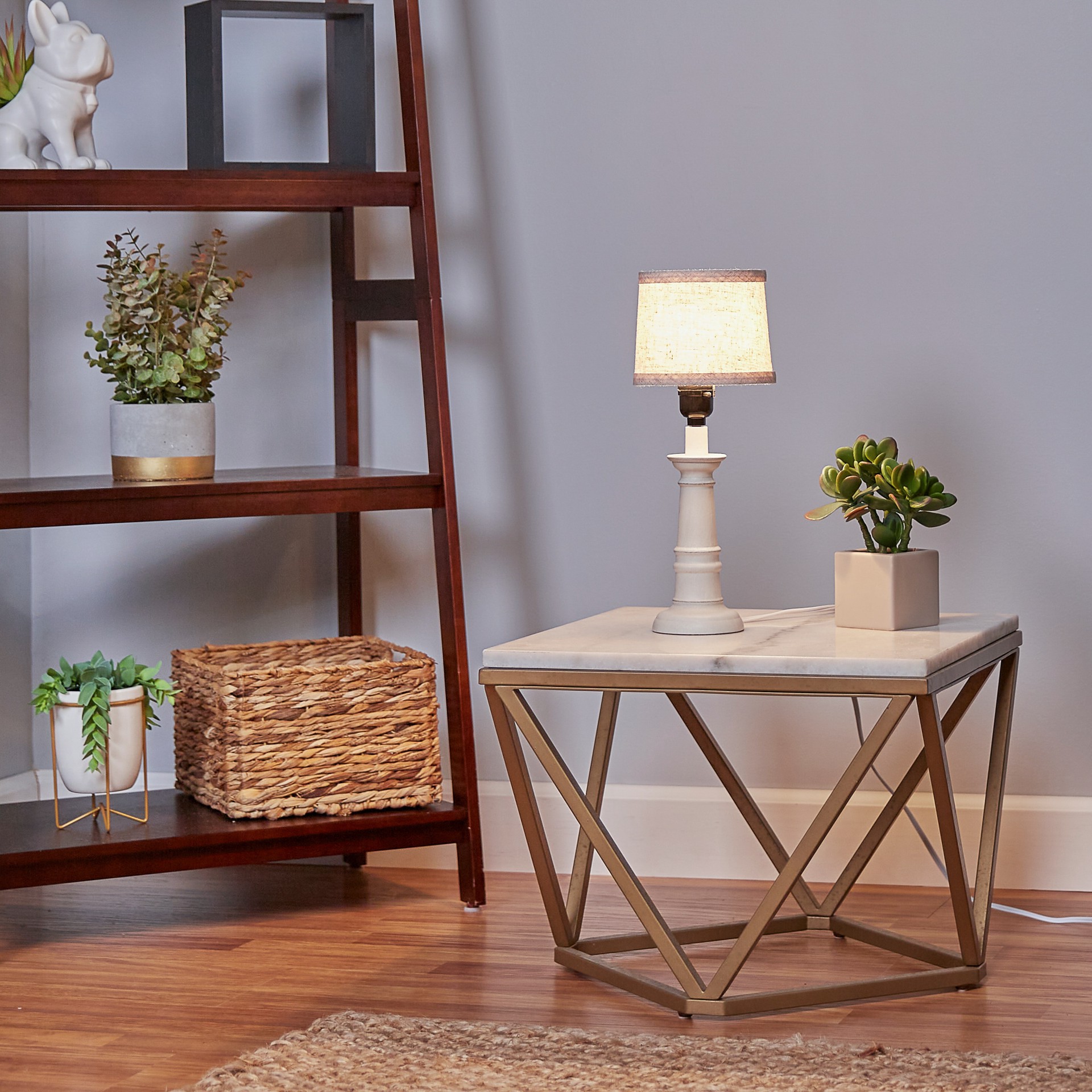 slide 2 of 6, allen + roth 4.5-in x 5.75-in Light gray Fabric Drum Lamp Shade, 1 ct