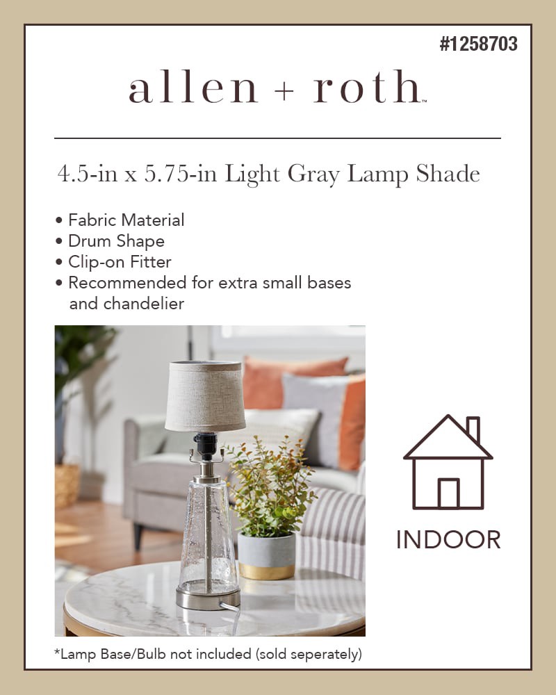 slide 4 of 6, allen + roth 4.5-in x 5.75-in Light gray Fabric Drum Lamp Shade, 1 ct