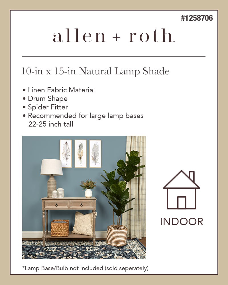 slide 2 of 6, allen + roth 10-in x 15-in Natural Fabric Drum Lamp Shade, 1 ct