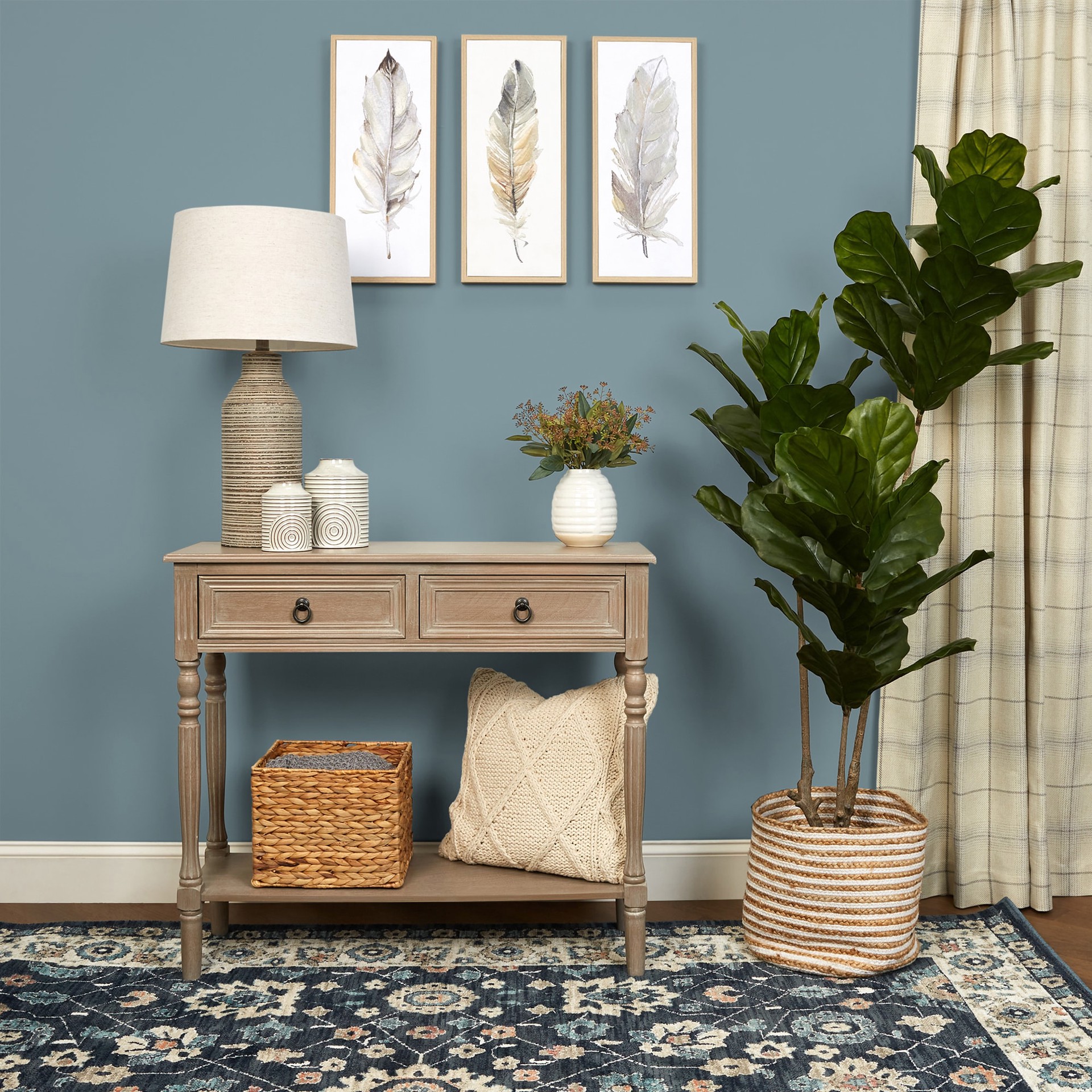 slide 3 of 6, allen + roth 10-in x 15-in Natural Fabric Drum Lamp Shade, 1 ct